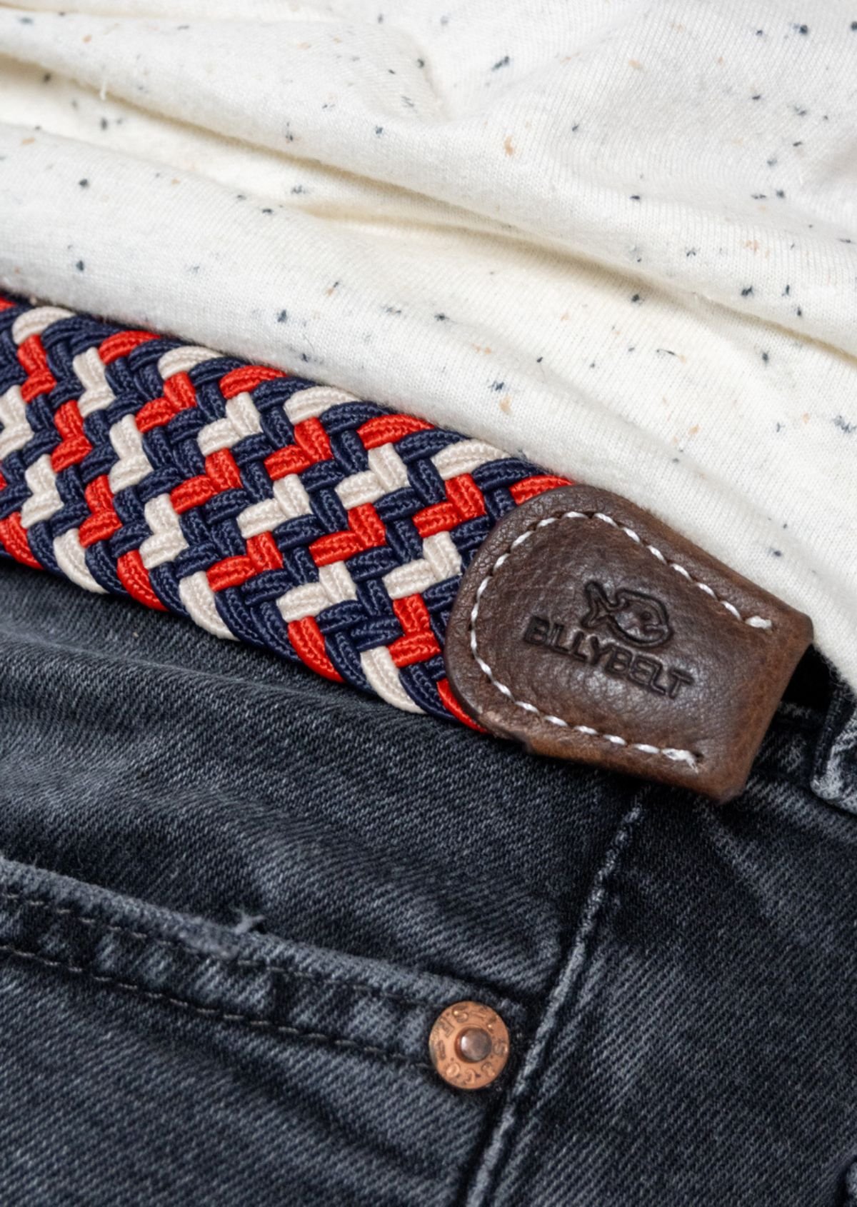 Multicolored braided elastic belt BILLYBELT Multicolored