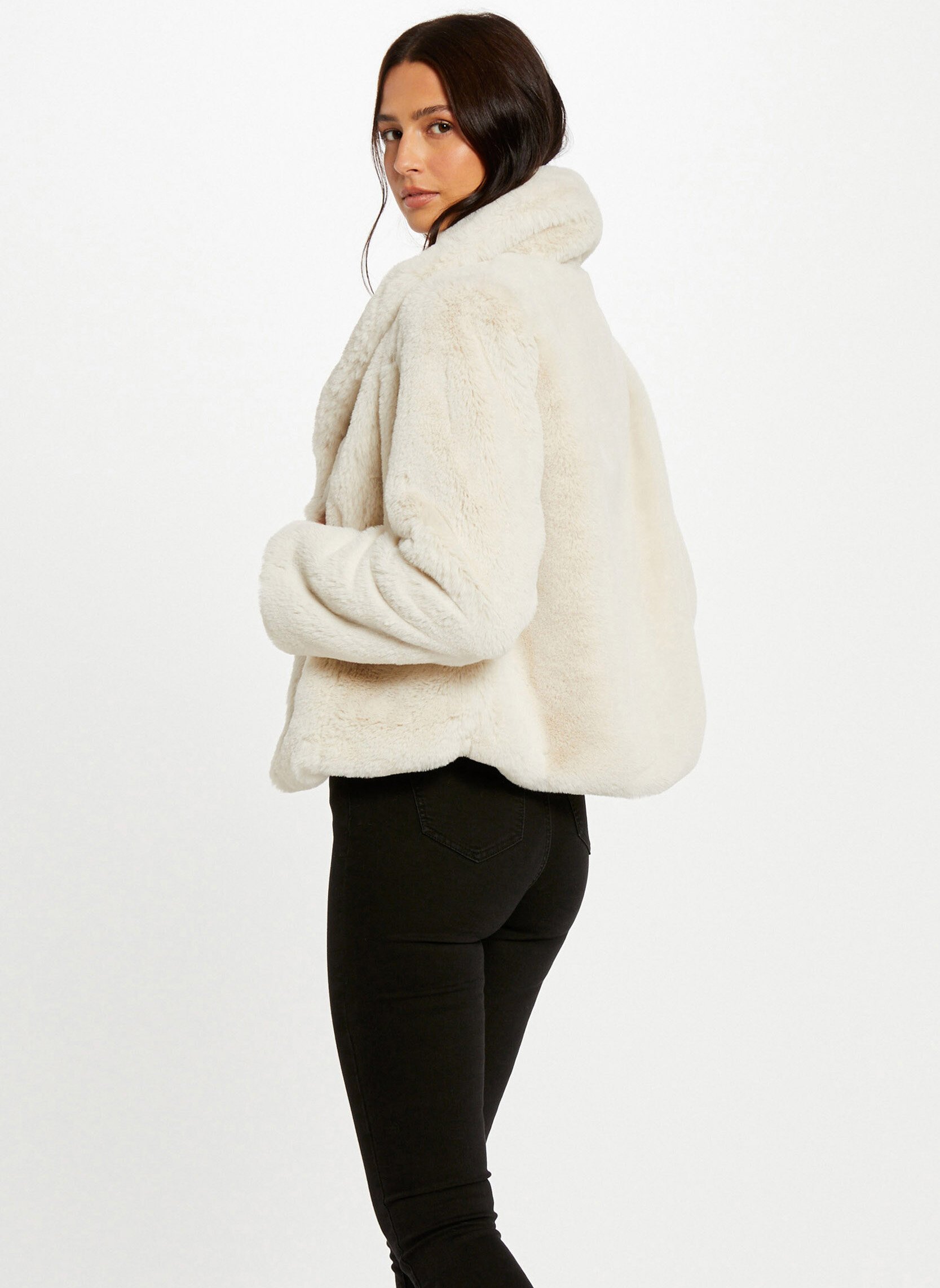 Short faux fur coat MORGAN Beige