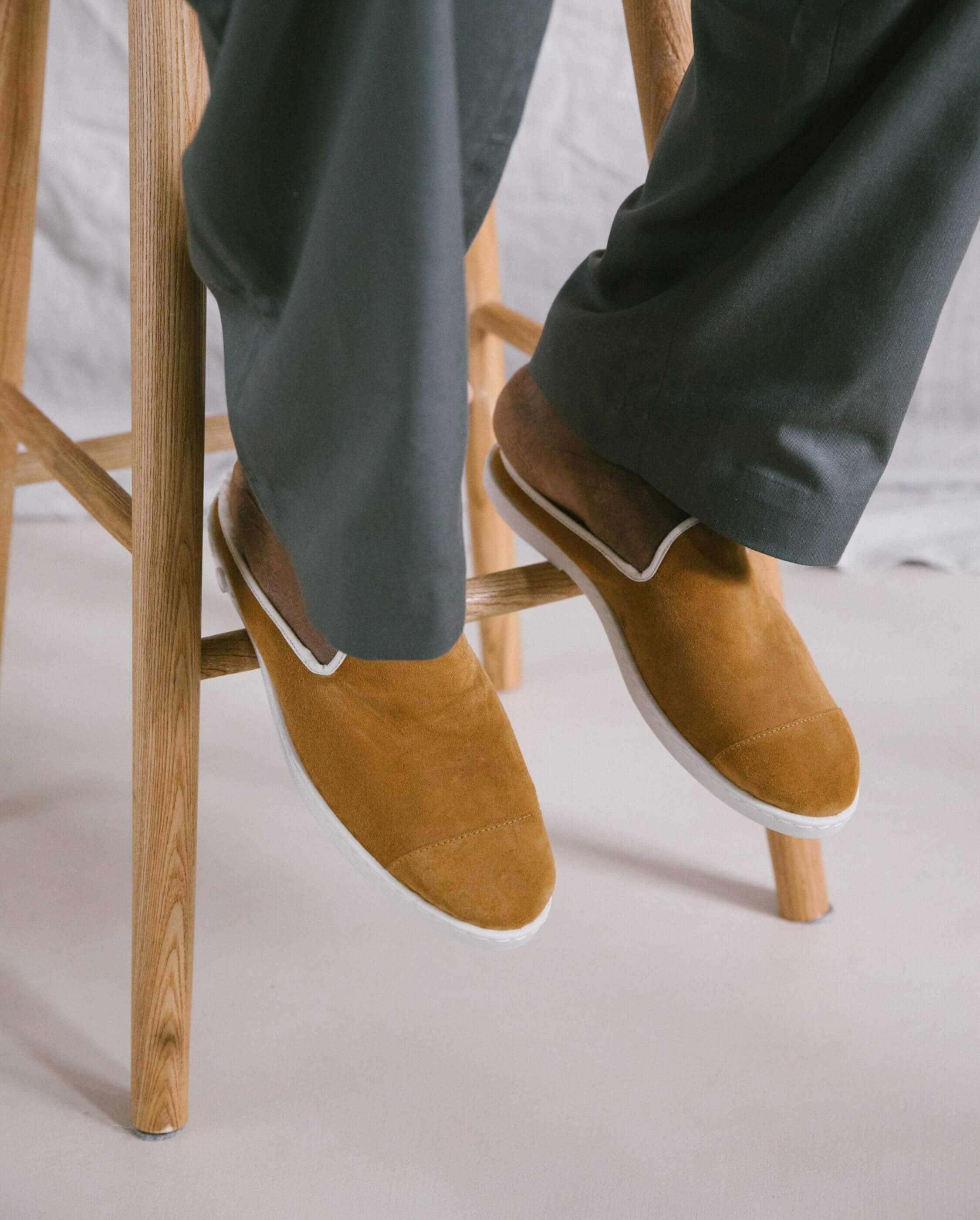 Men's leather mule, camel ANGARDE Brown