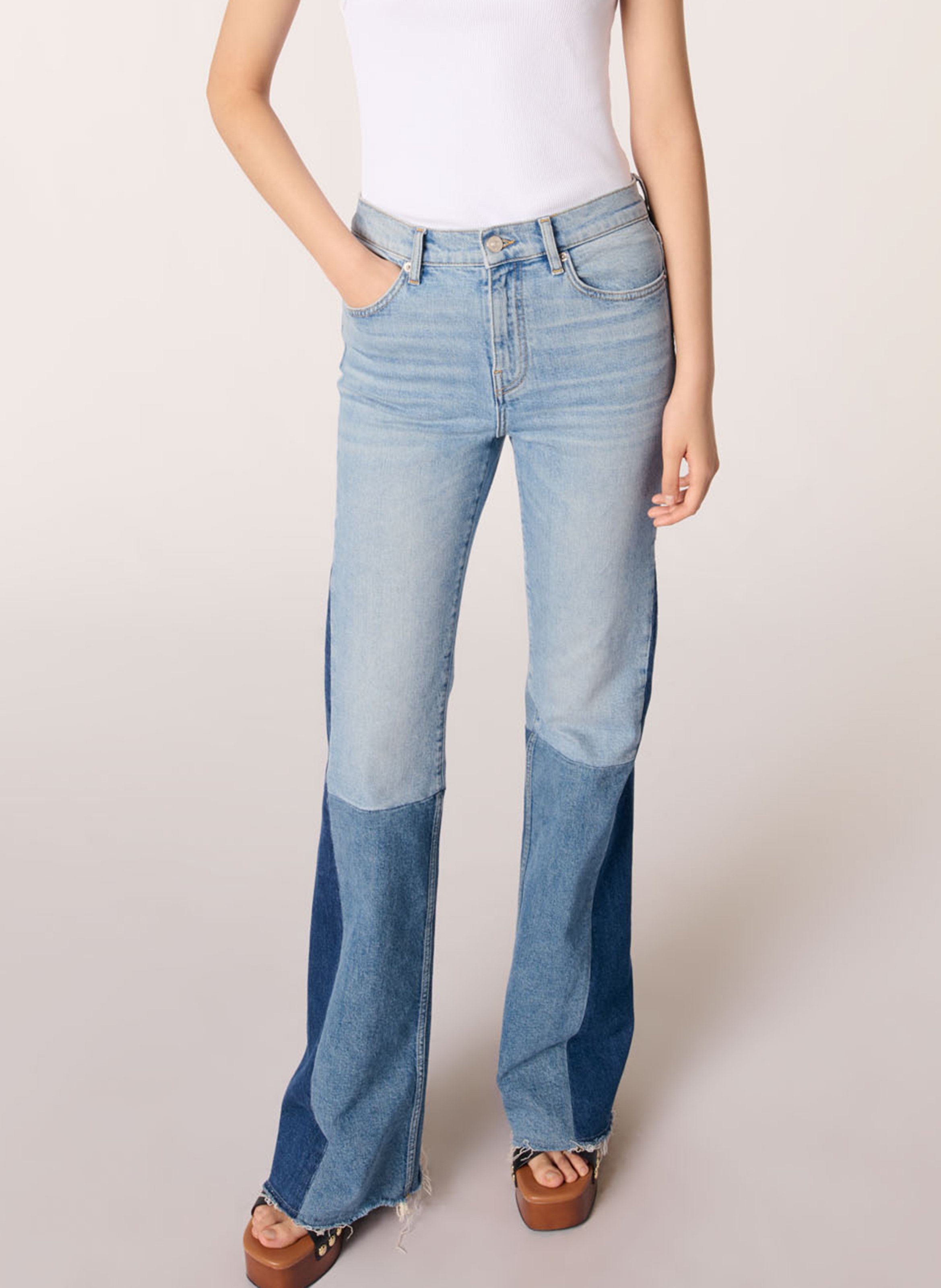Straight-fit jeans met patchwork MAJE Blauw