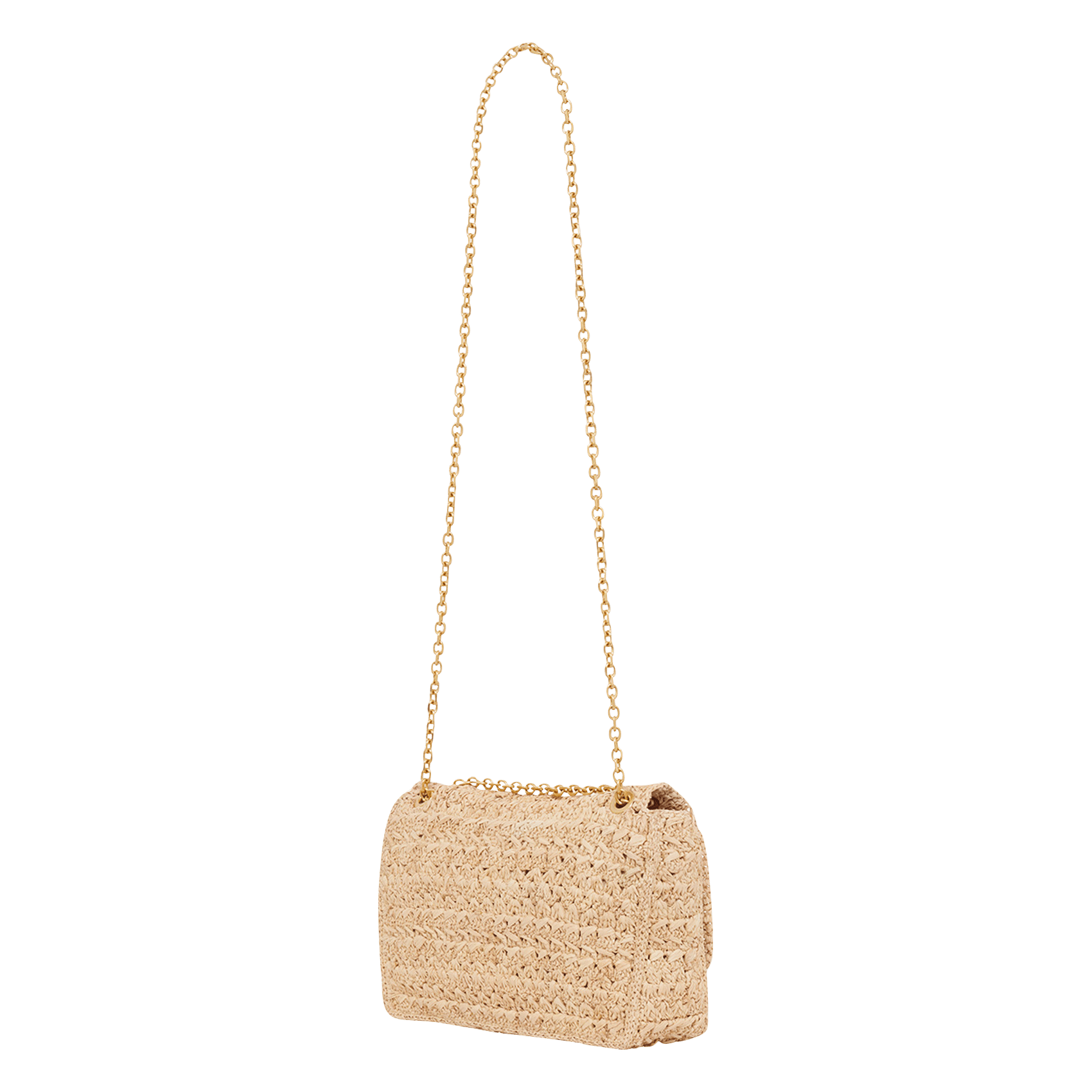 Sac bandoulière à rabat en raphia GERARD DAREL Beige