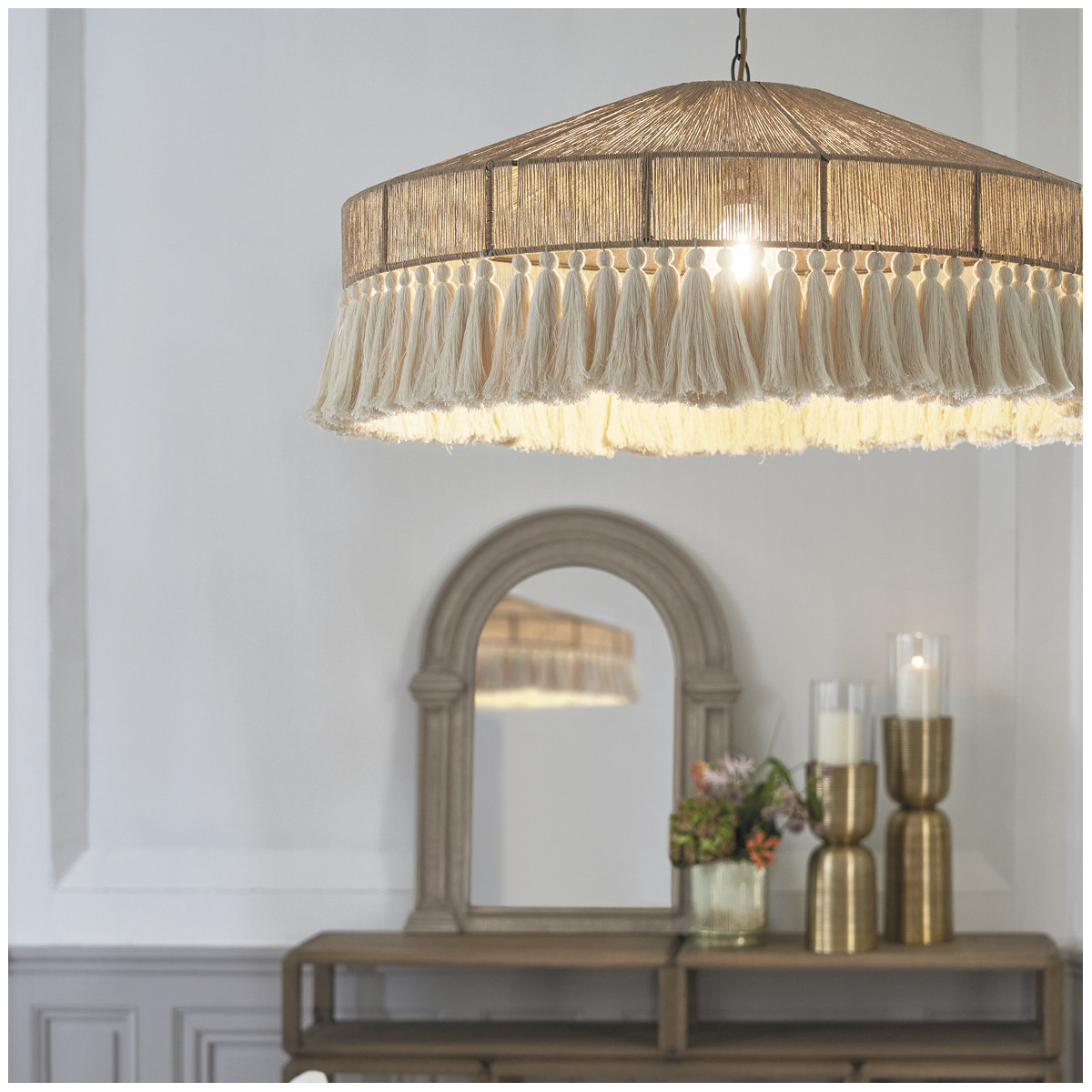 Jute ceiling light BLANC D'IVOIRE Beige