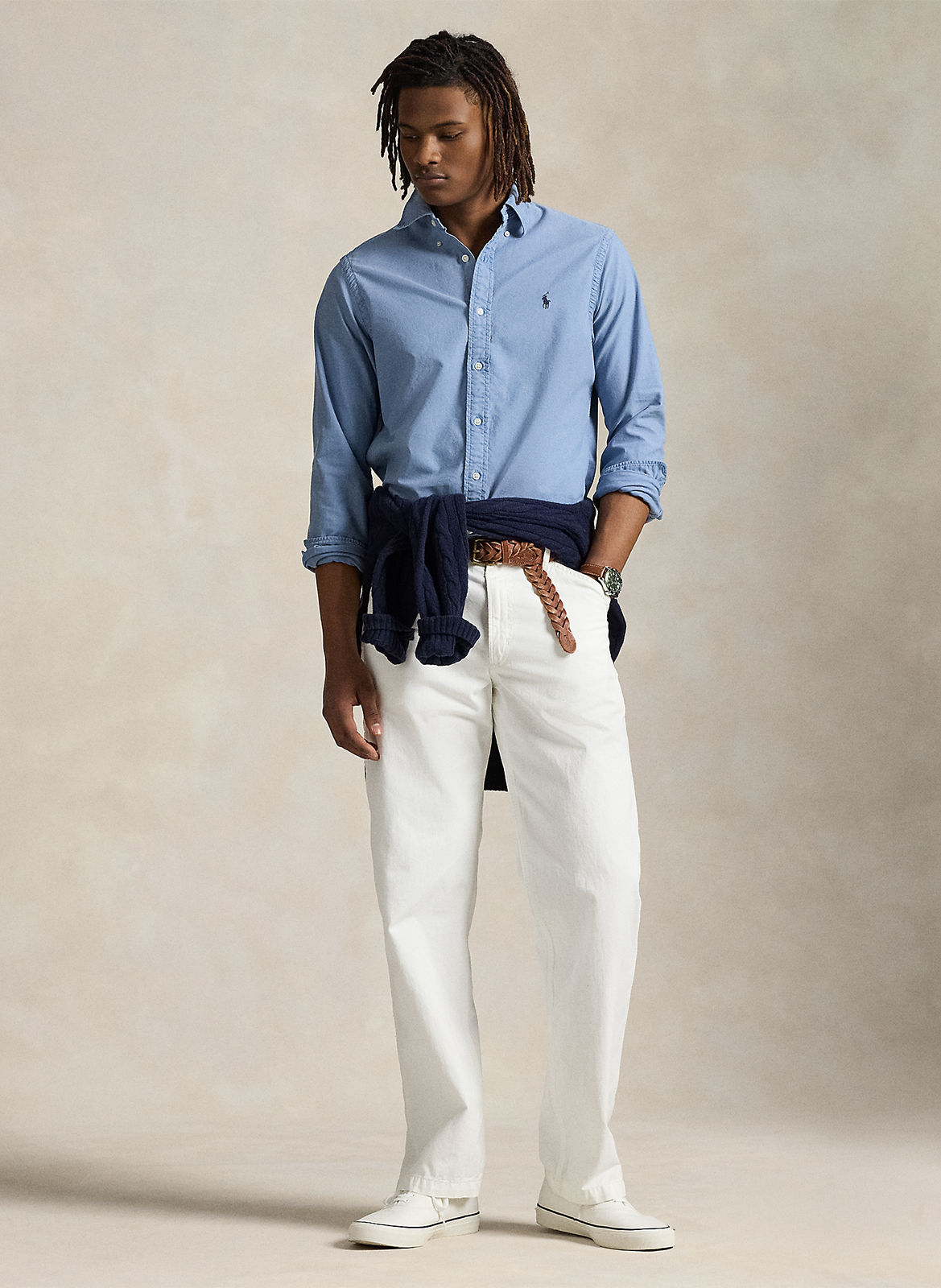 Baumwollhemd mit geknöpftem Kragen, Slim Fit POLO RALPH LAUREN Blau