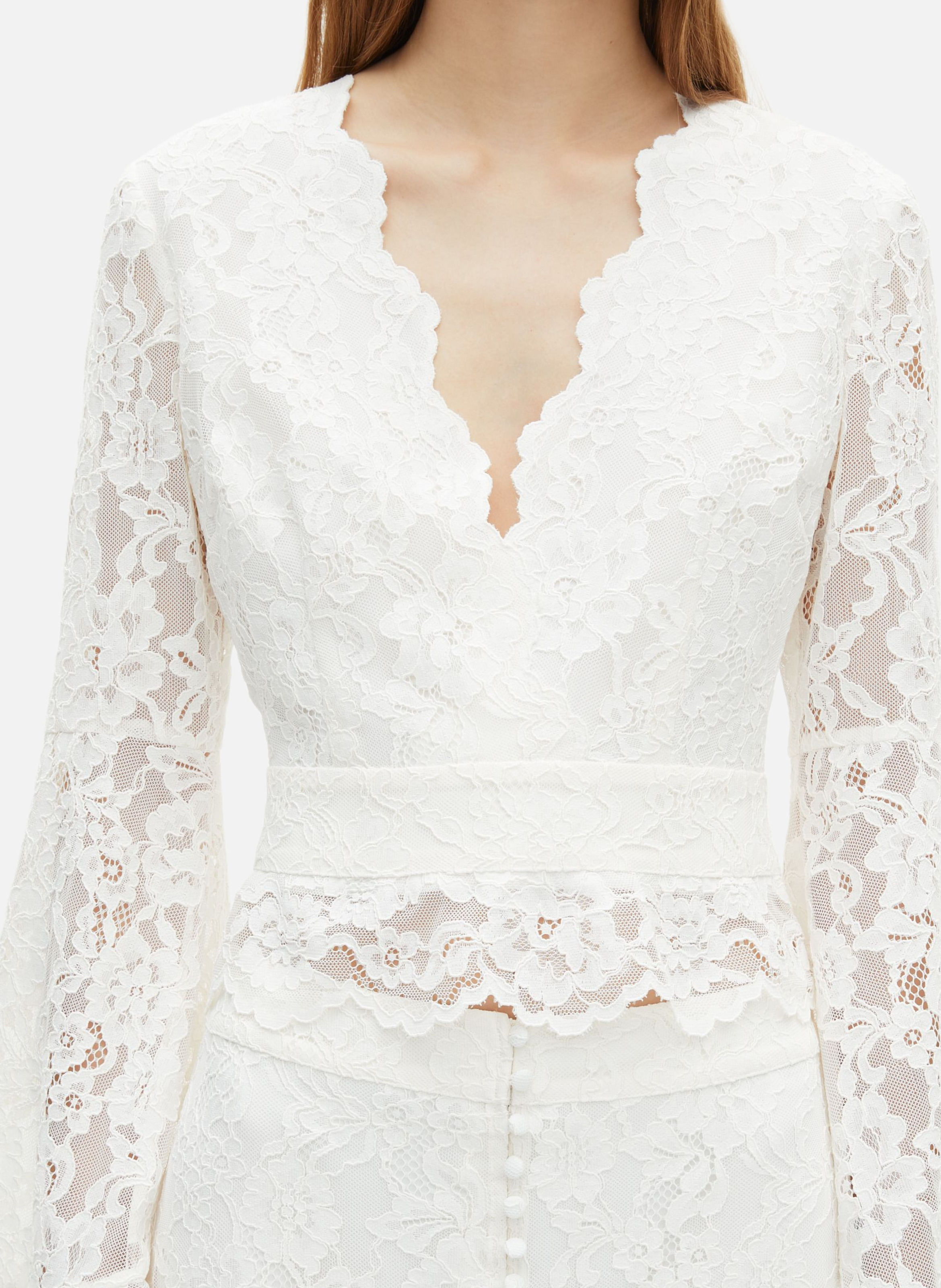 Flared sleeve lace top THE KOOPLES White