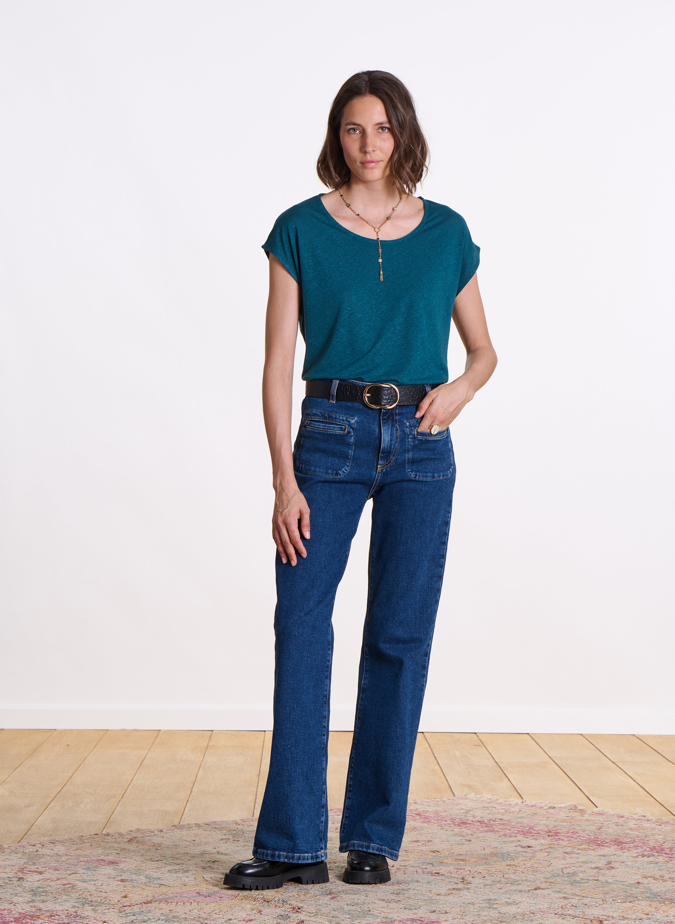 Round-neck oversized T-shirt LA FEE MARABOUTEE Blue