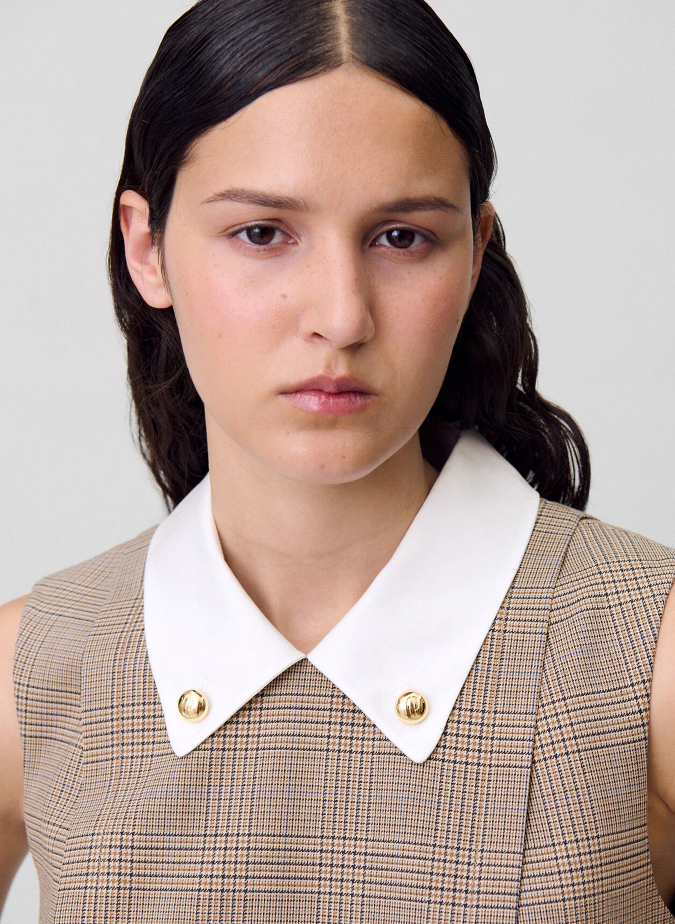 Robe coourte col contrasté en laine mélangée CLAUDIE PIERLOT Multicolore