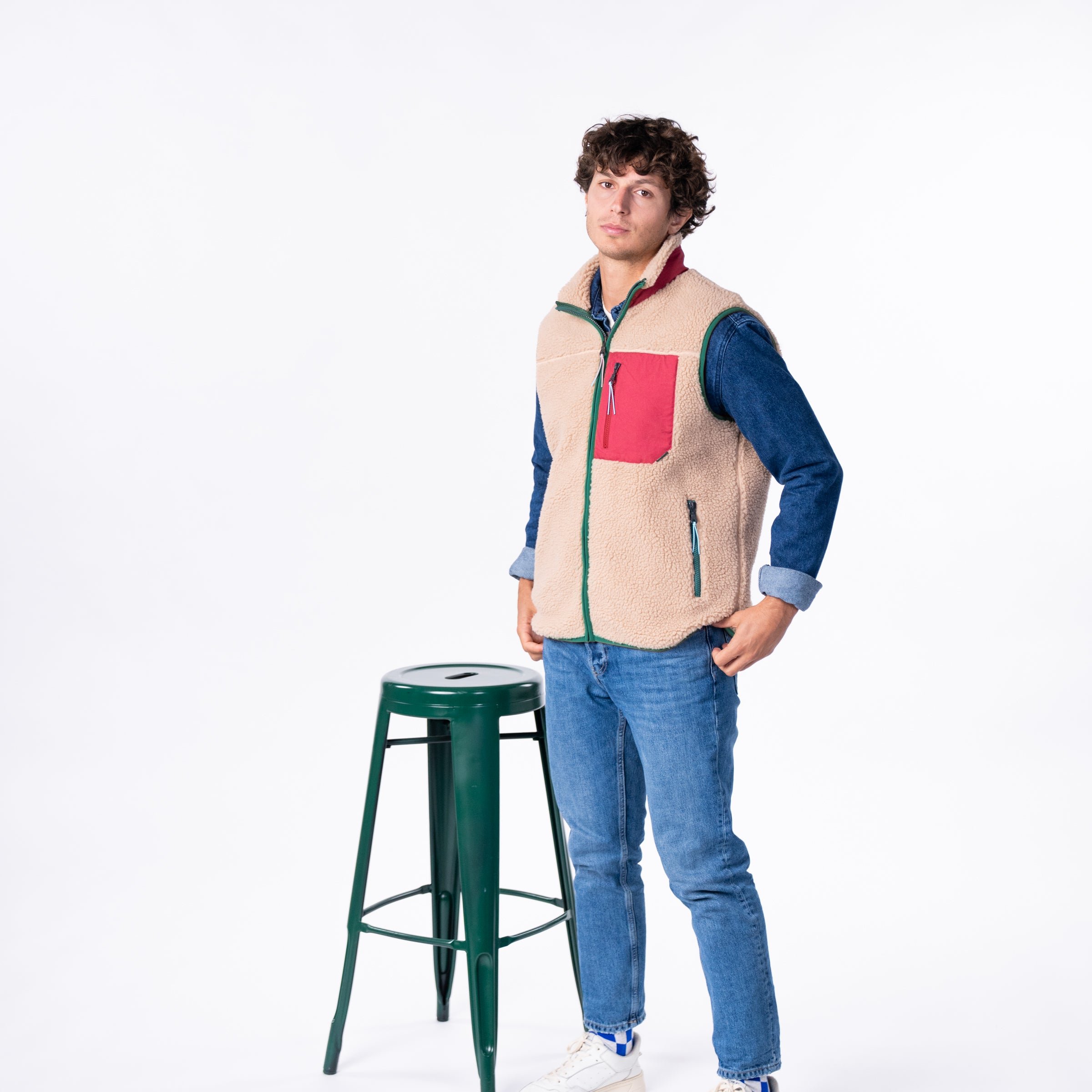 Sleeveless Sherpa Zip-Up Vest BILLYBELT Brown