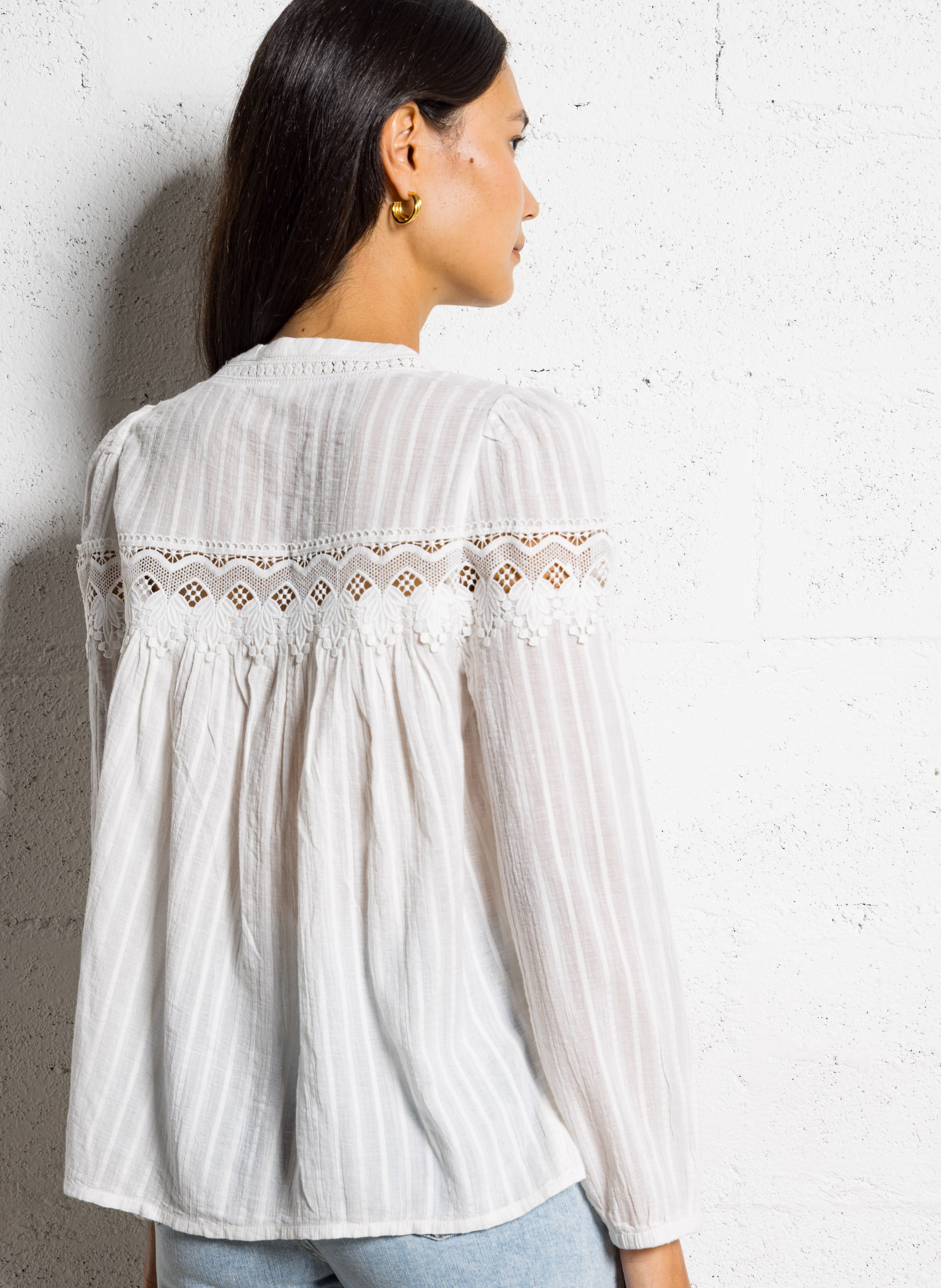 Oversized tunic collar blouse in cotton MAISON 123 White