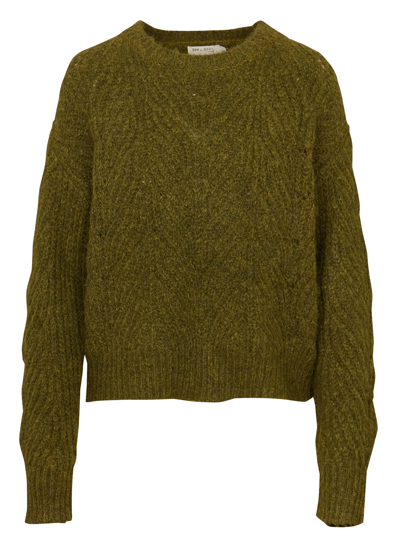 Pull col rond  SEE U SOON Vert