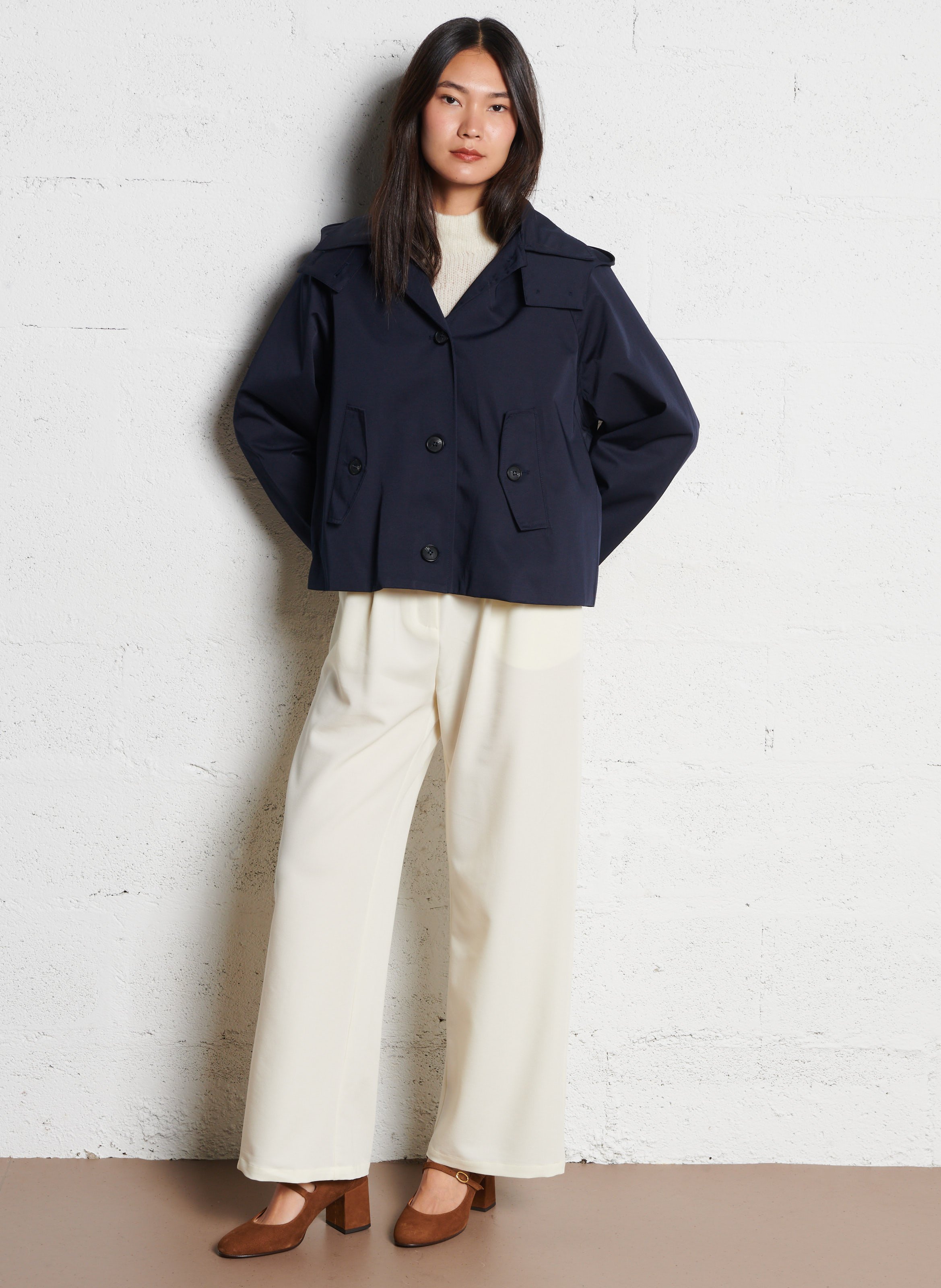 Parka courte trapèze unie LA PETITE ETOILE Bleu