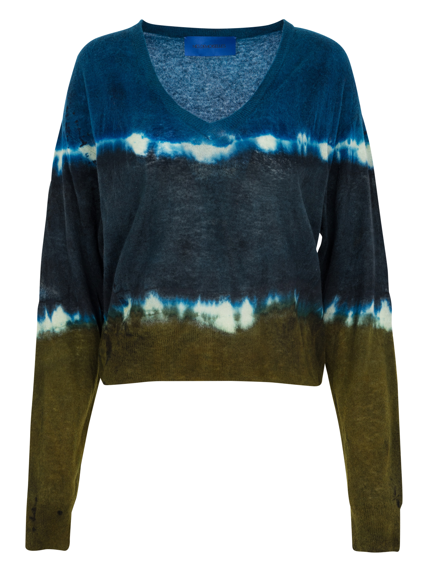 Pull ample col V motif tie and dye en laine mélangée MES DEMOISELLES Multicolore