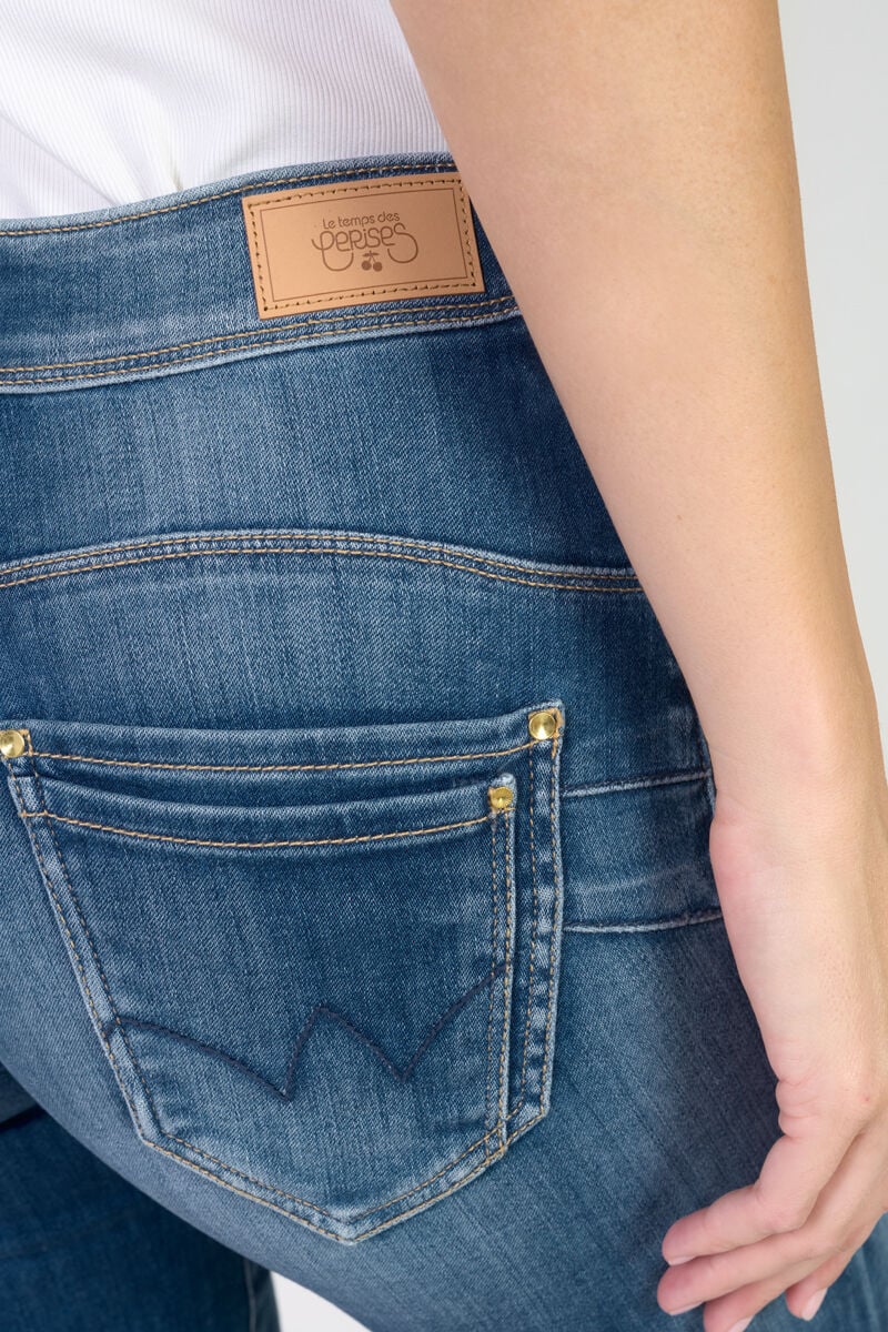 High-waisted straight push-up jeans, length 34 LE TEMPS DES CERISES Blue