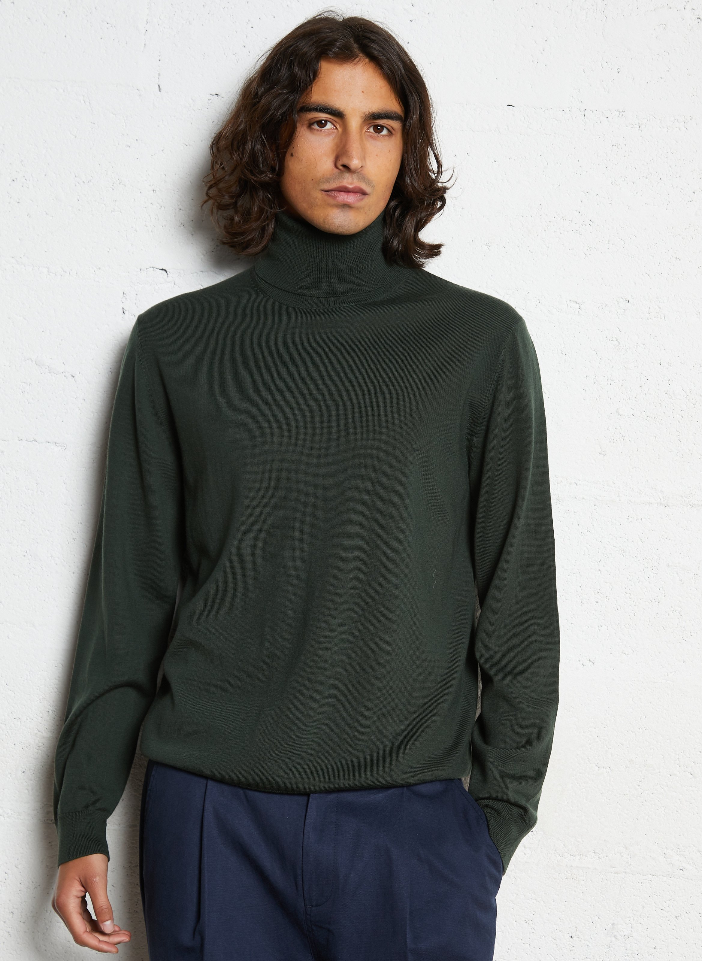 Straight merino wool turtleneck sweater AU PRINTEMPS PARIS Khaki