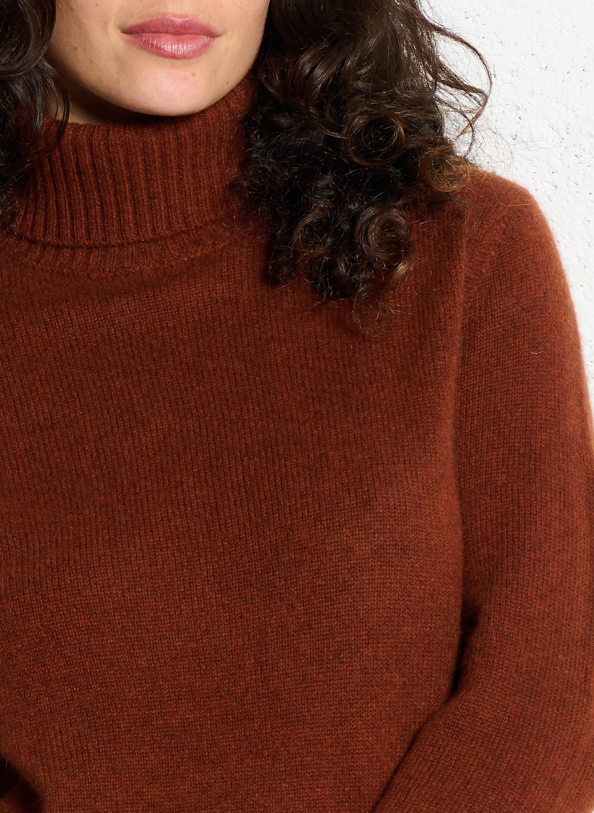 Pull droit col roulé en cachemire MAISON 123 Rouge