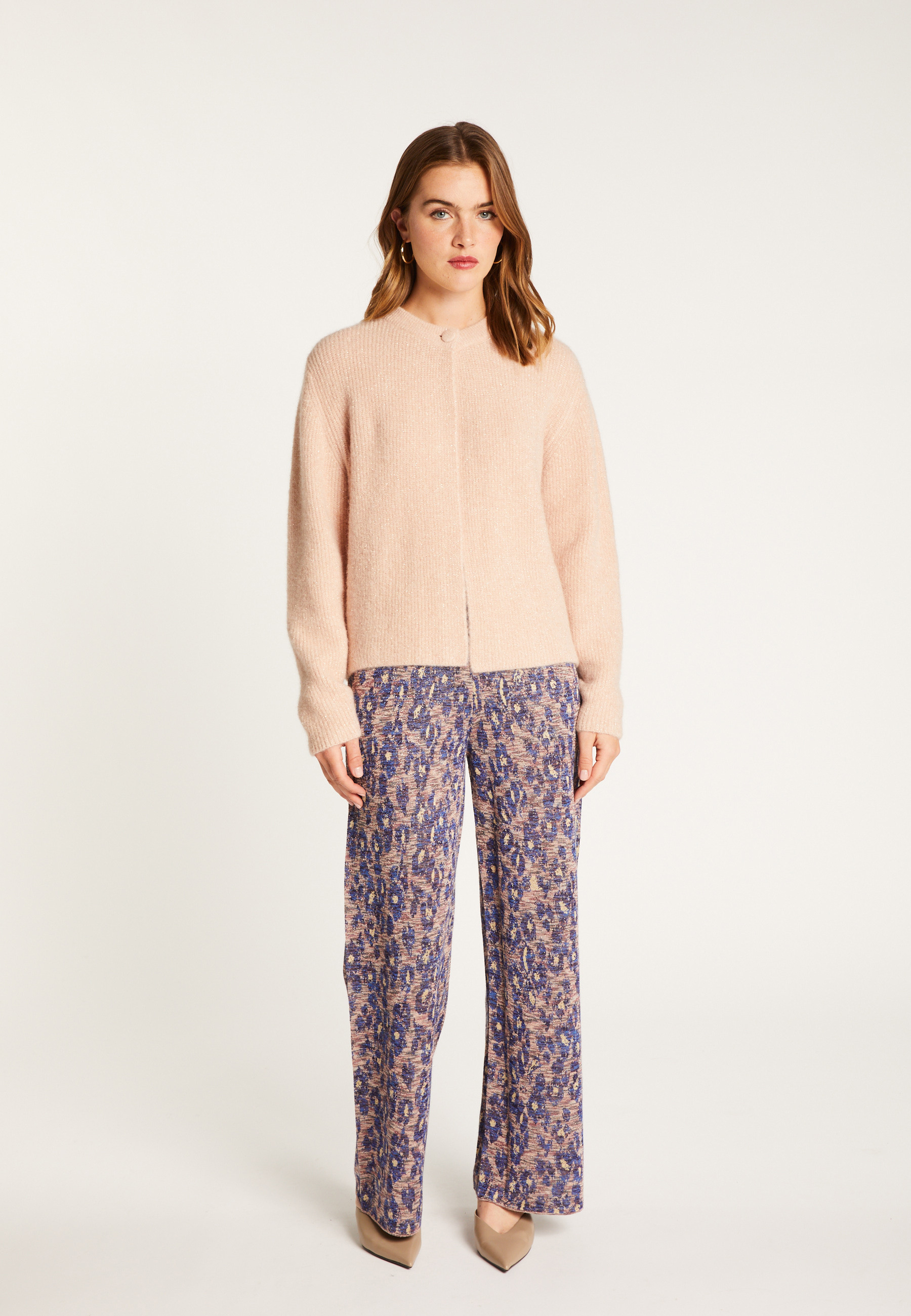 Collarless wool-blend cardigan MAISON MONTAGUT Pink