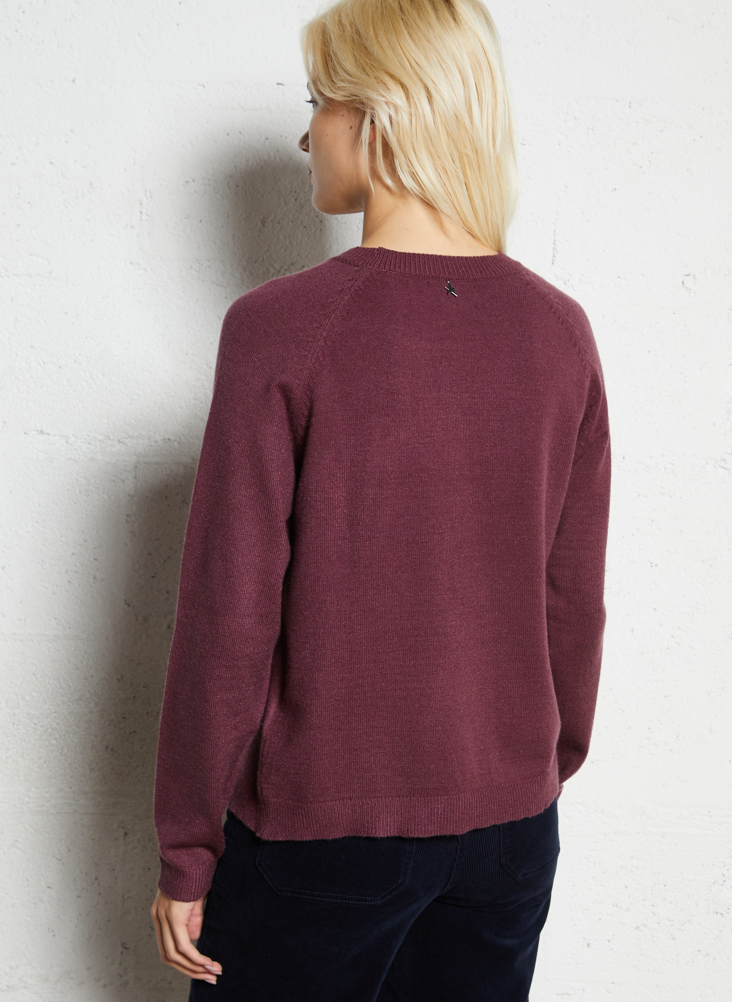 Pull oversize col rond en maille SUD EXPRESS Rouge