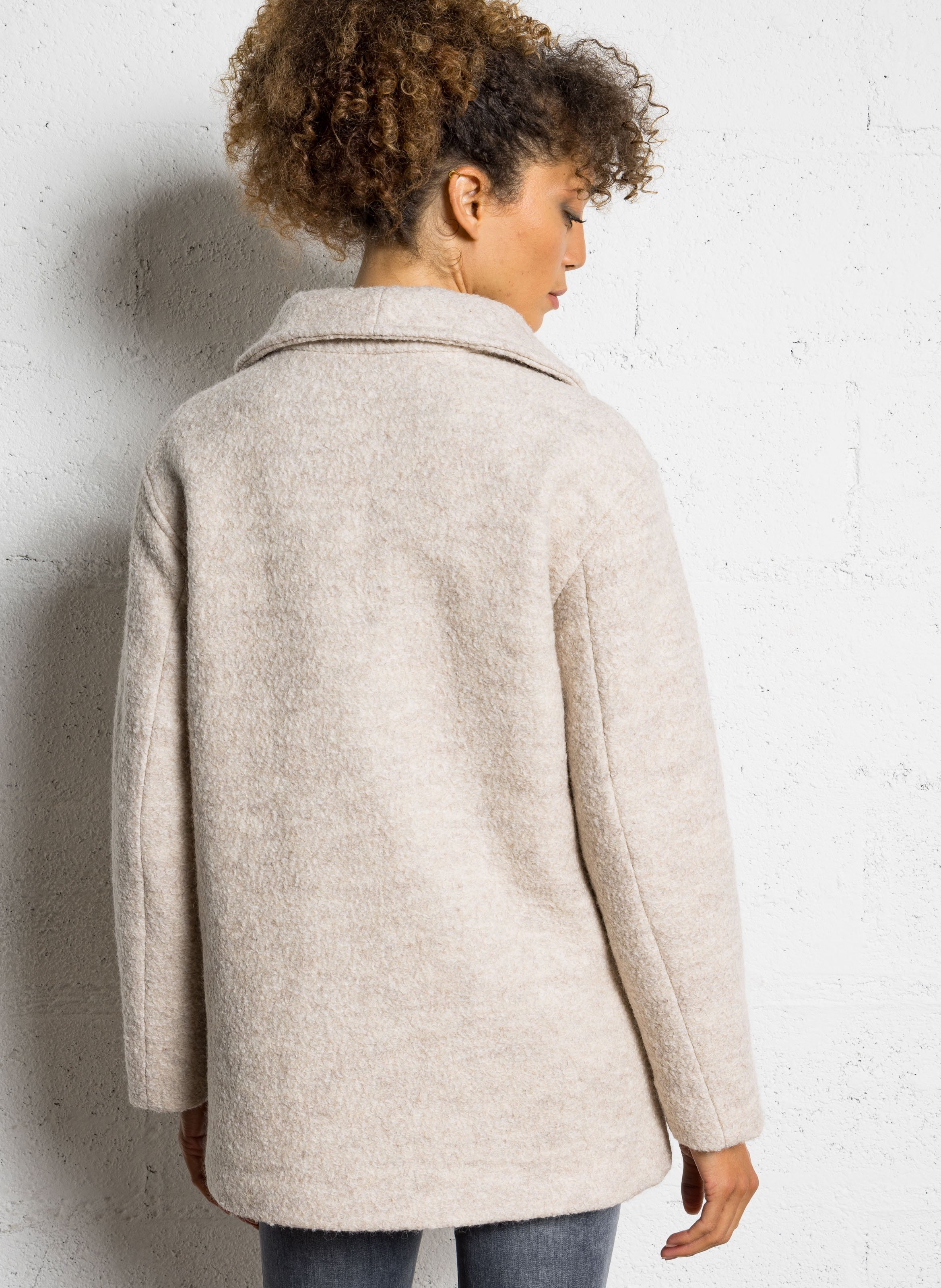 Manteau droit en laine mélangée LE TEMPS DES CERISES Beige