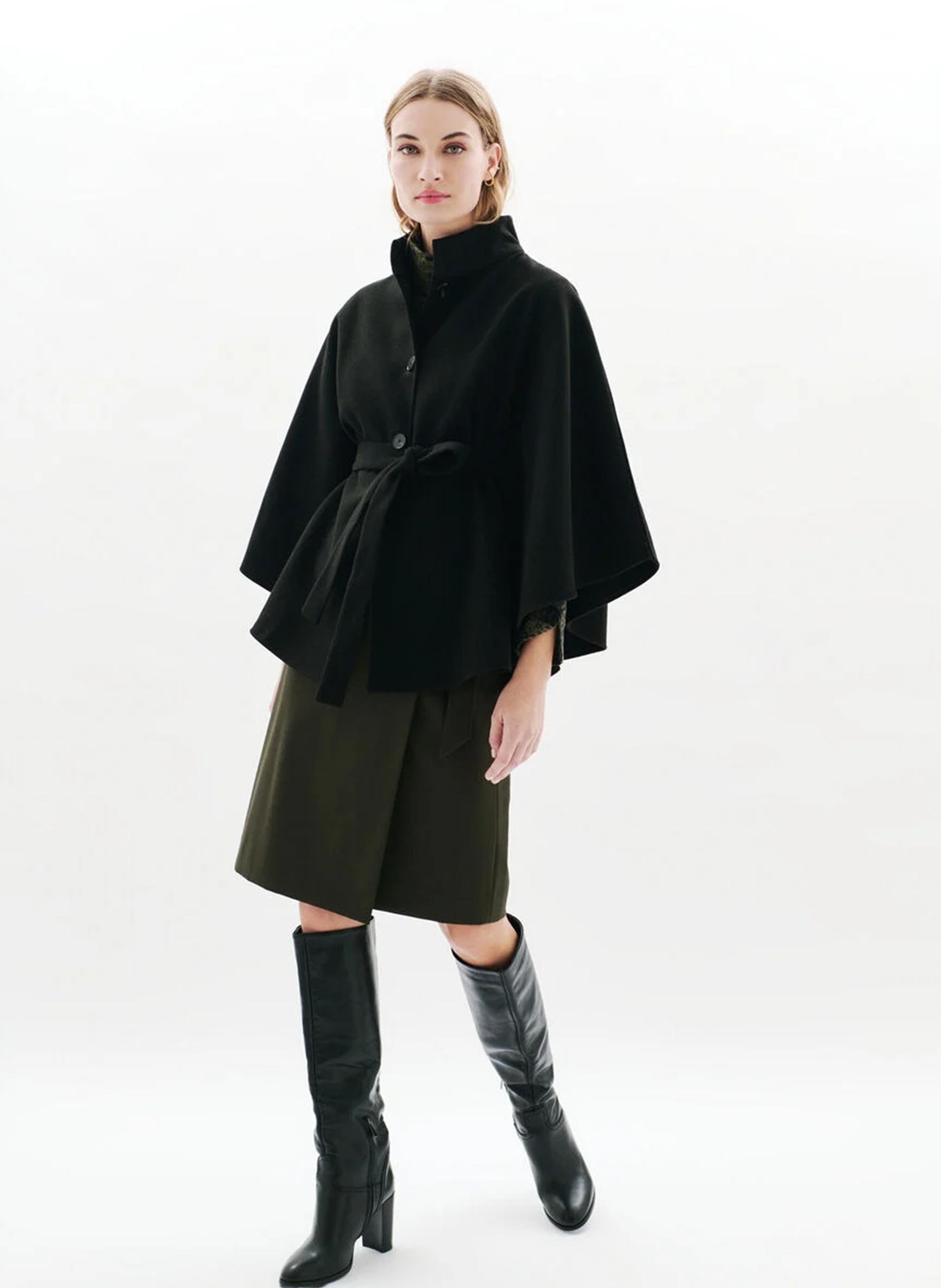 Ruime coltrui poncho CAROLL Zwart