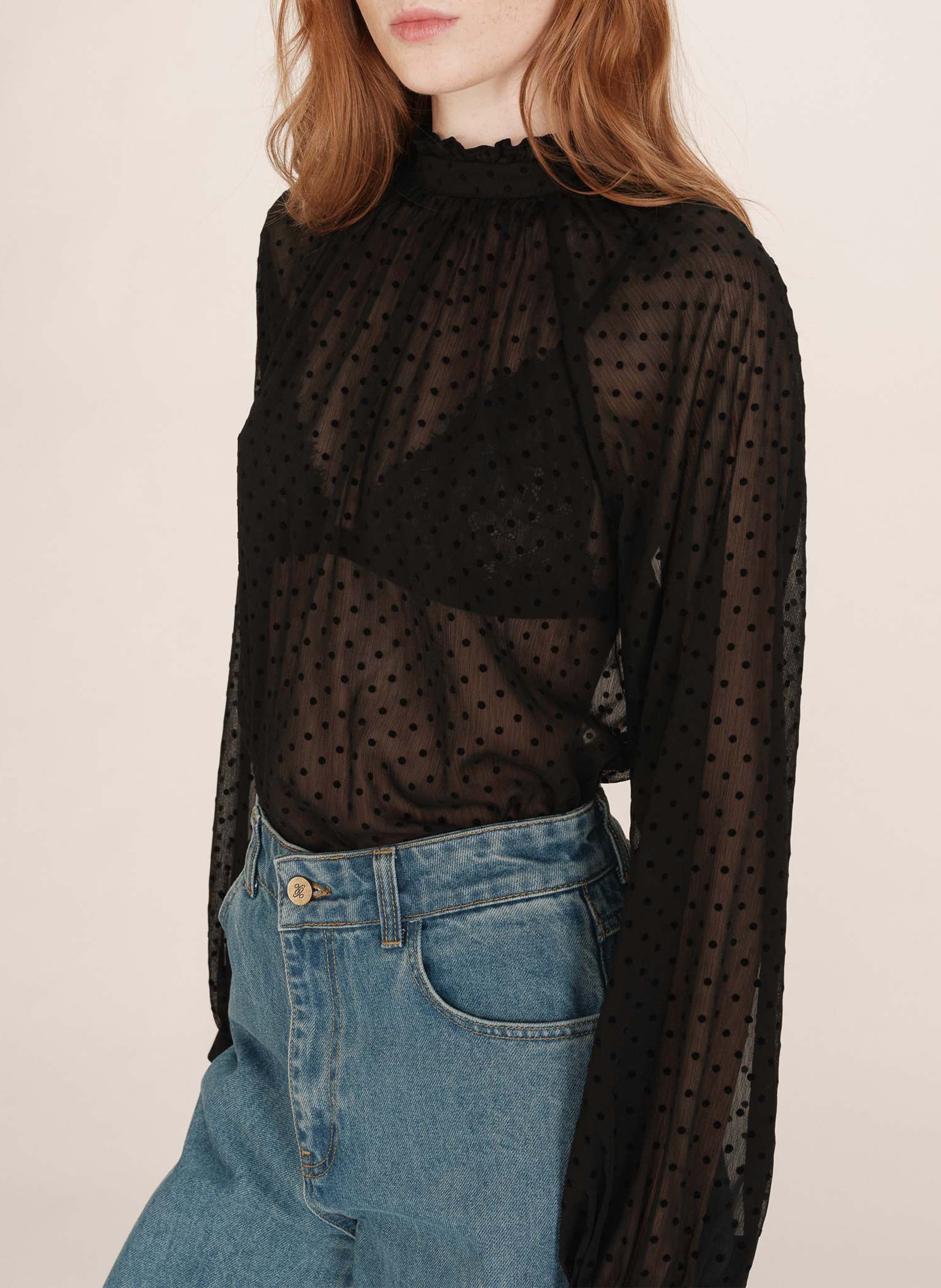 Straight blouse with pattern GRACE ET MILA Black