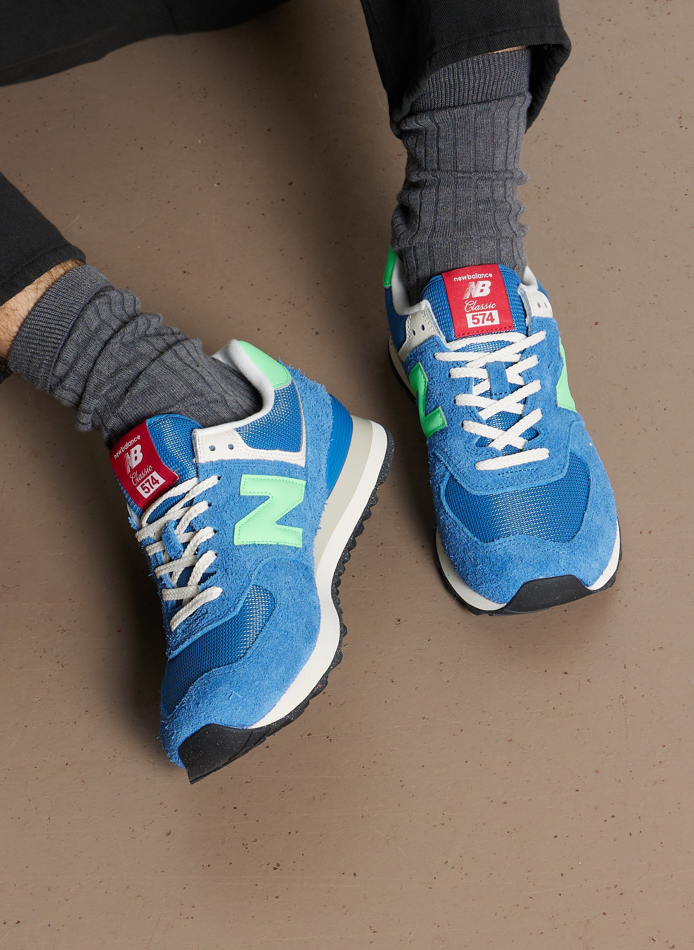 Low-top leather mix sneakers NEW BALANCE Khaki