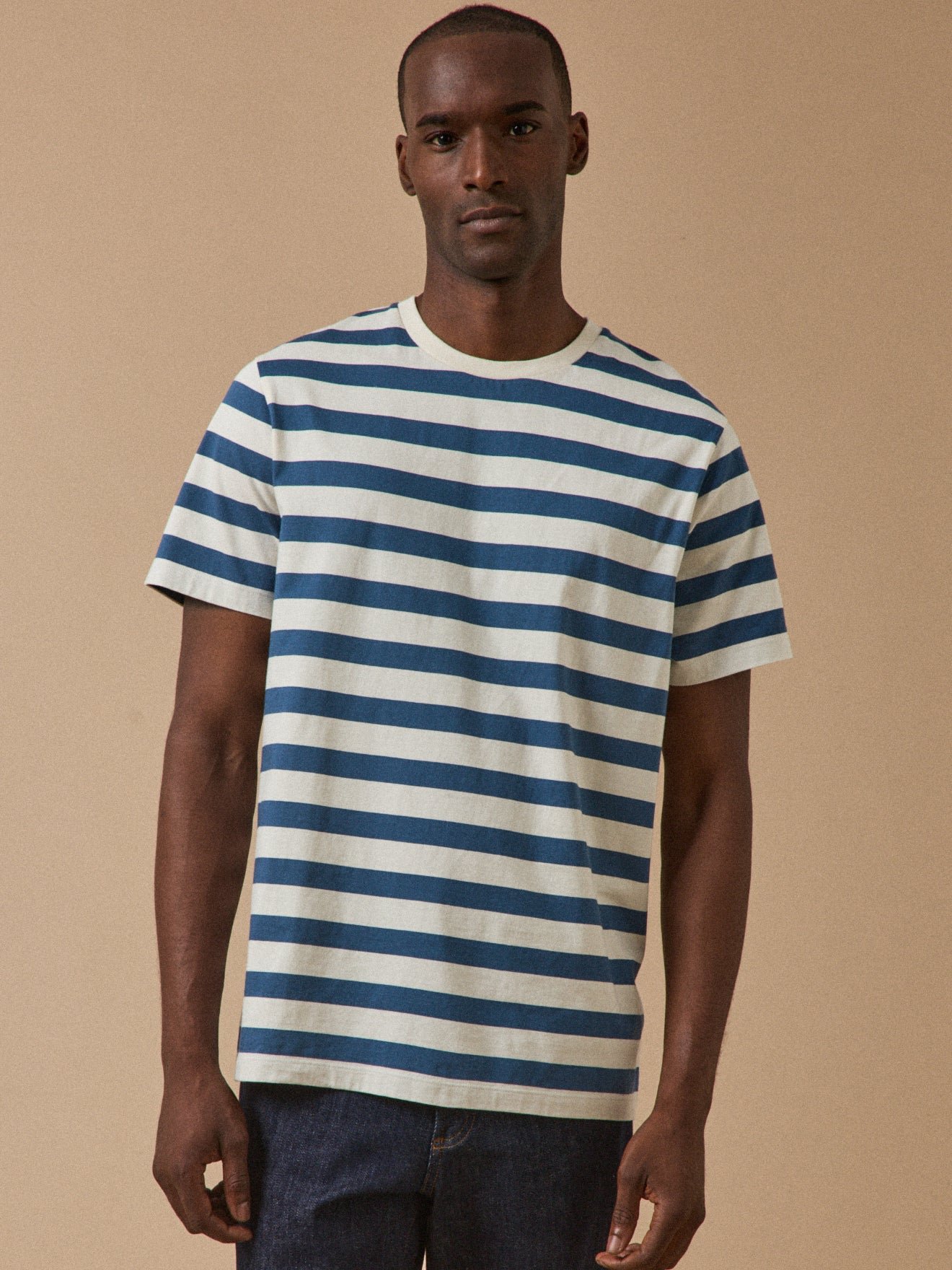 Striped organic cotton t-shirt CYRILLUS Blue