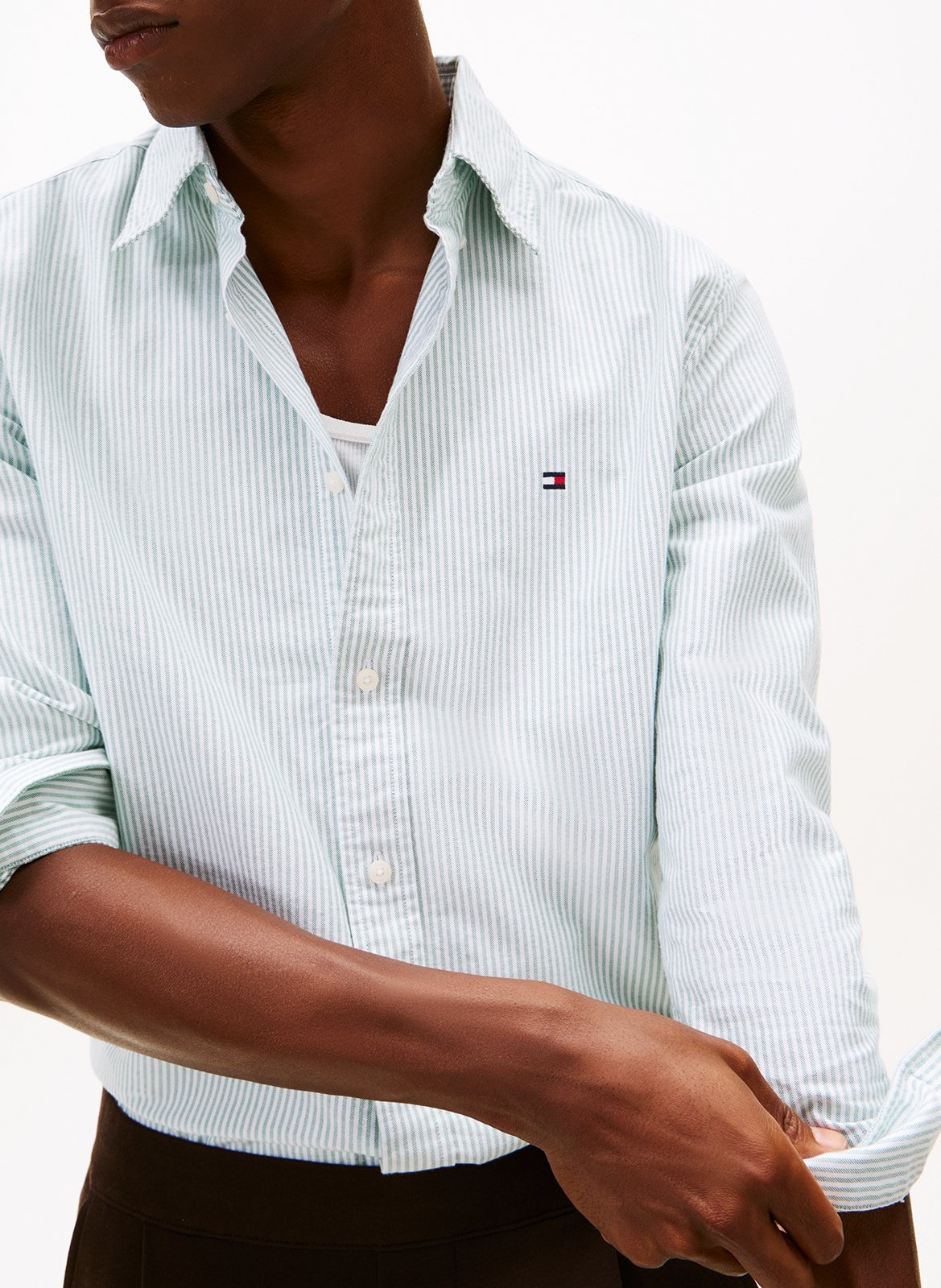 Gerade geschnittenes, gestreiftes Hemd TOMMY HILFIGER Grun