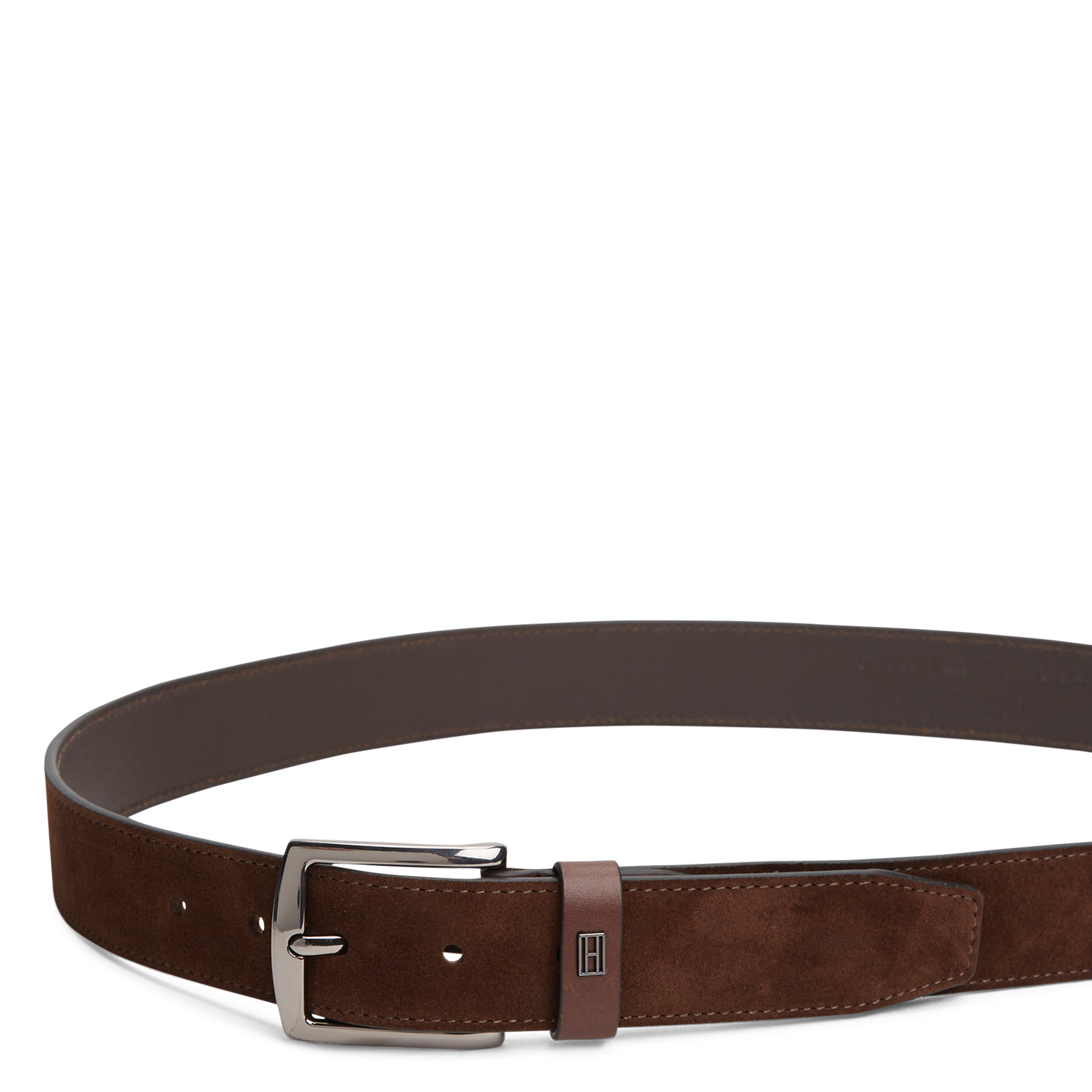 Plain suede leather belt TOMMY HILFIGER Brown