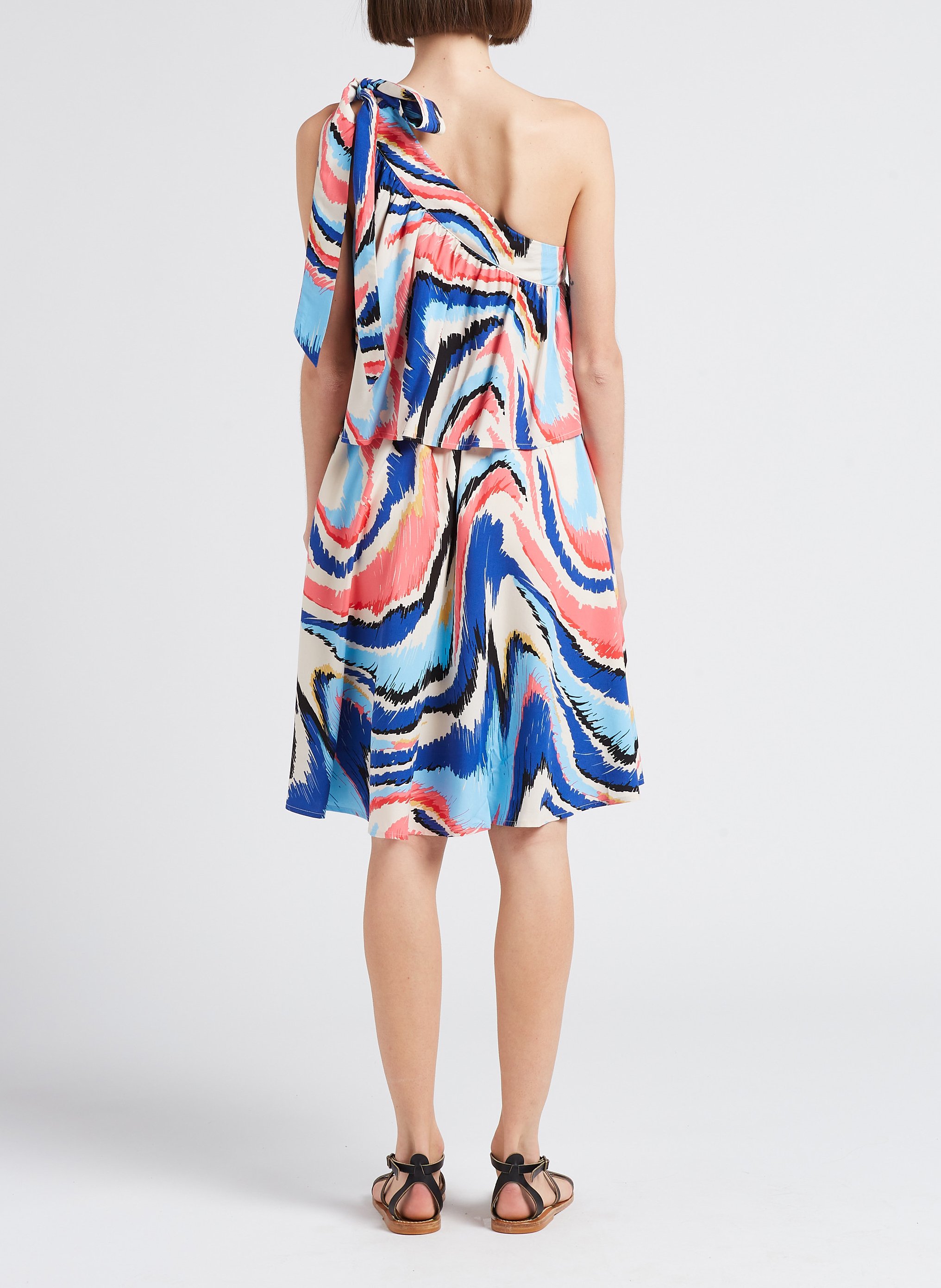 Korte, strapless jurk met print YAS Wit