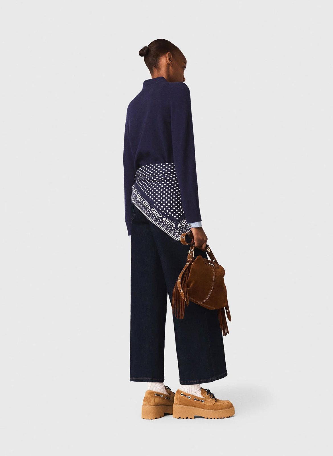 Rechte cardigan met klassieke kraag van wol en kasjmier. MAJE Blauw