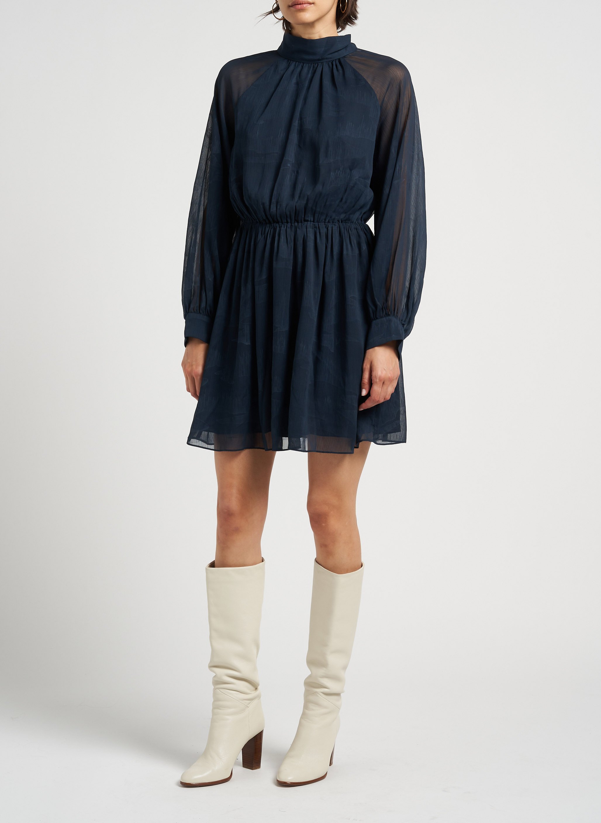 Tailliertes Kurzkleid mit V-Ausschnitt SAMSOE SAMSOE Blau