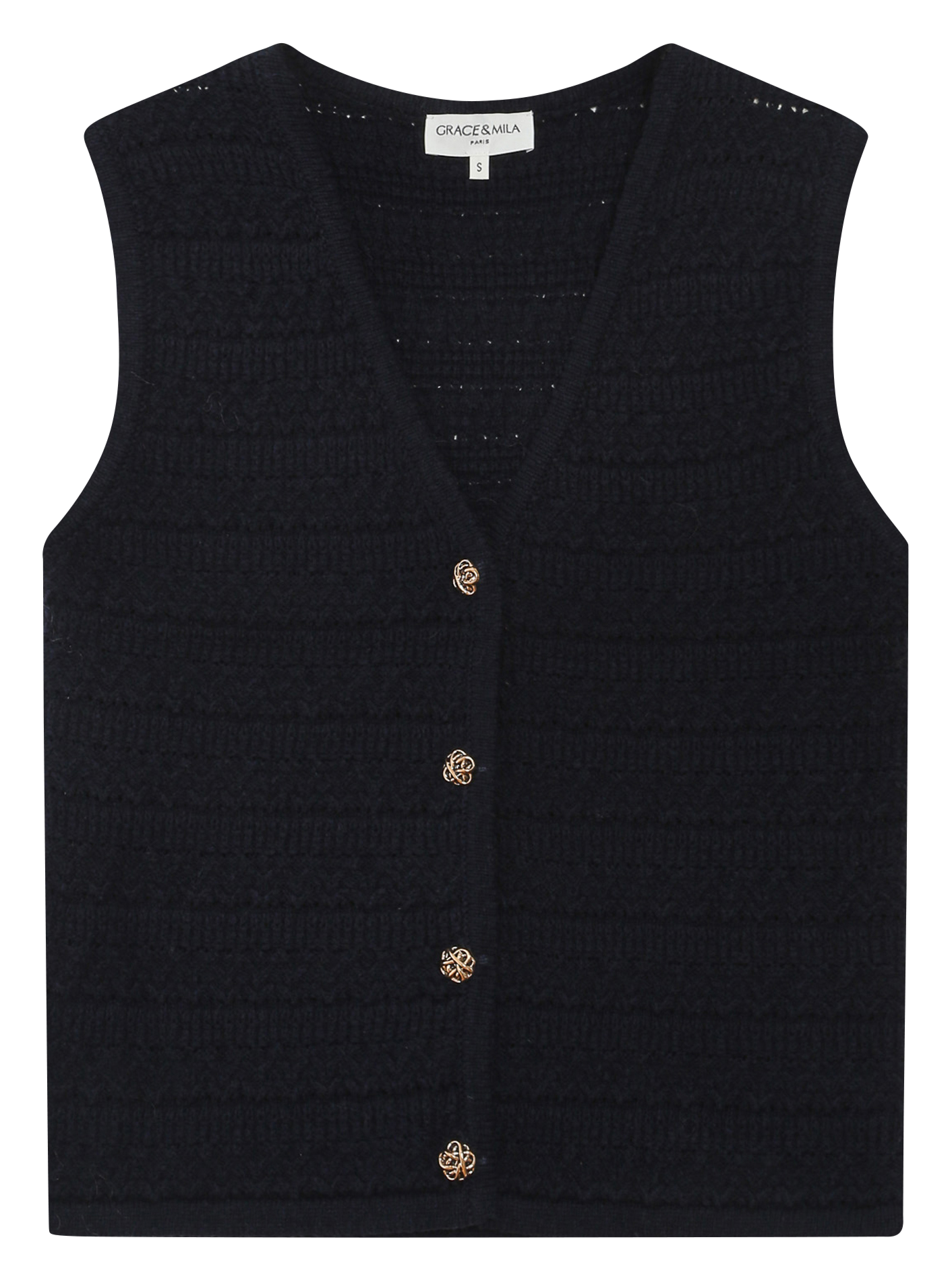 Top col v  GRACE ET MILA Bleu