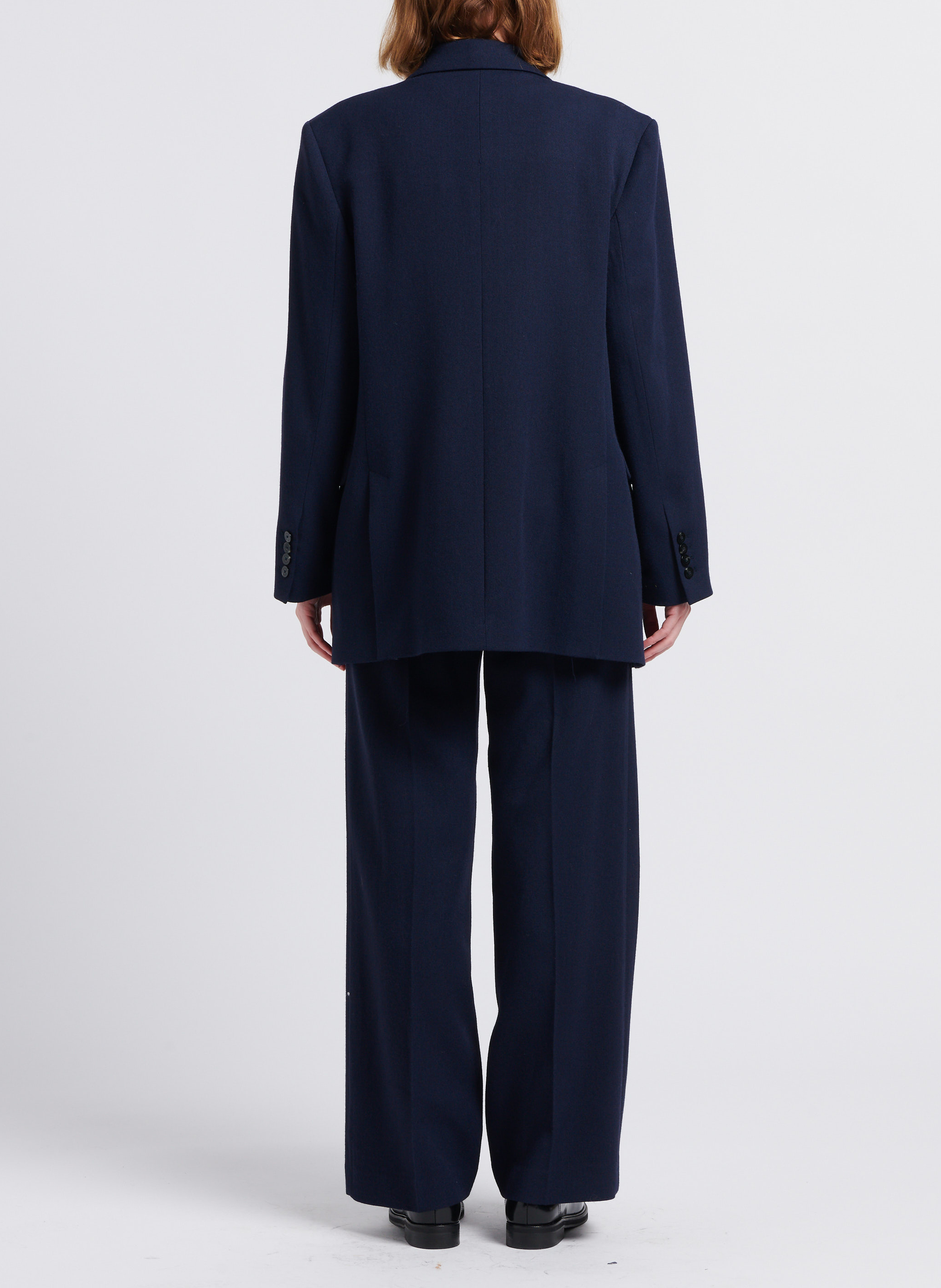 Weite Hose aus Schurwoll-Mix MARGAUX LONNBERG Blau