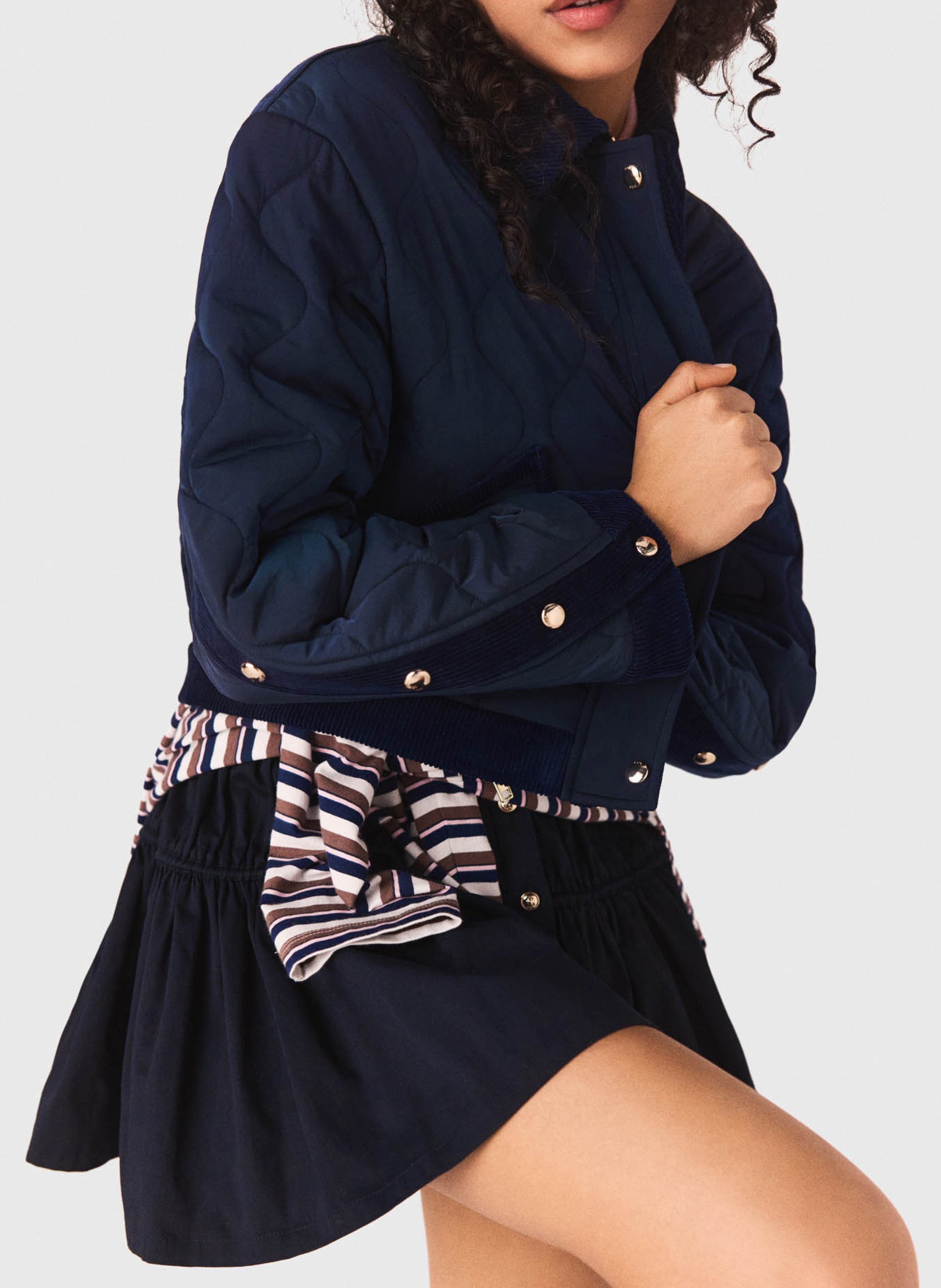 Gewatteerd jack met fluwelen details MAJE Blauw