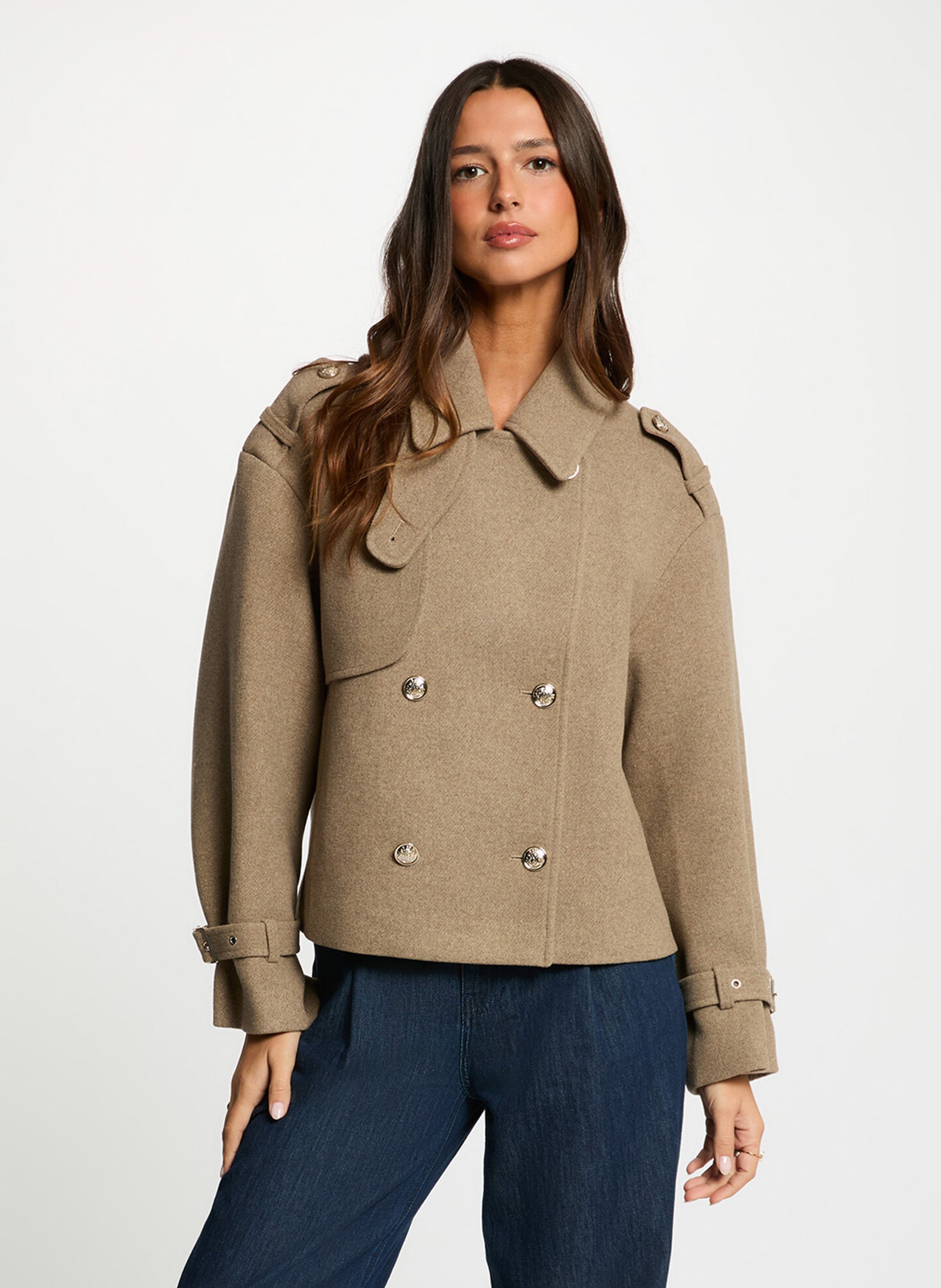 Manteau droit col classique MORGAN Beige