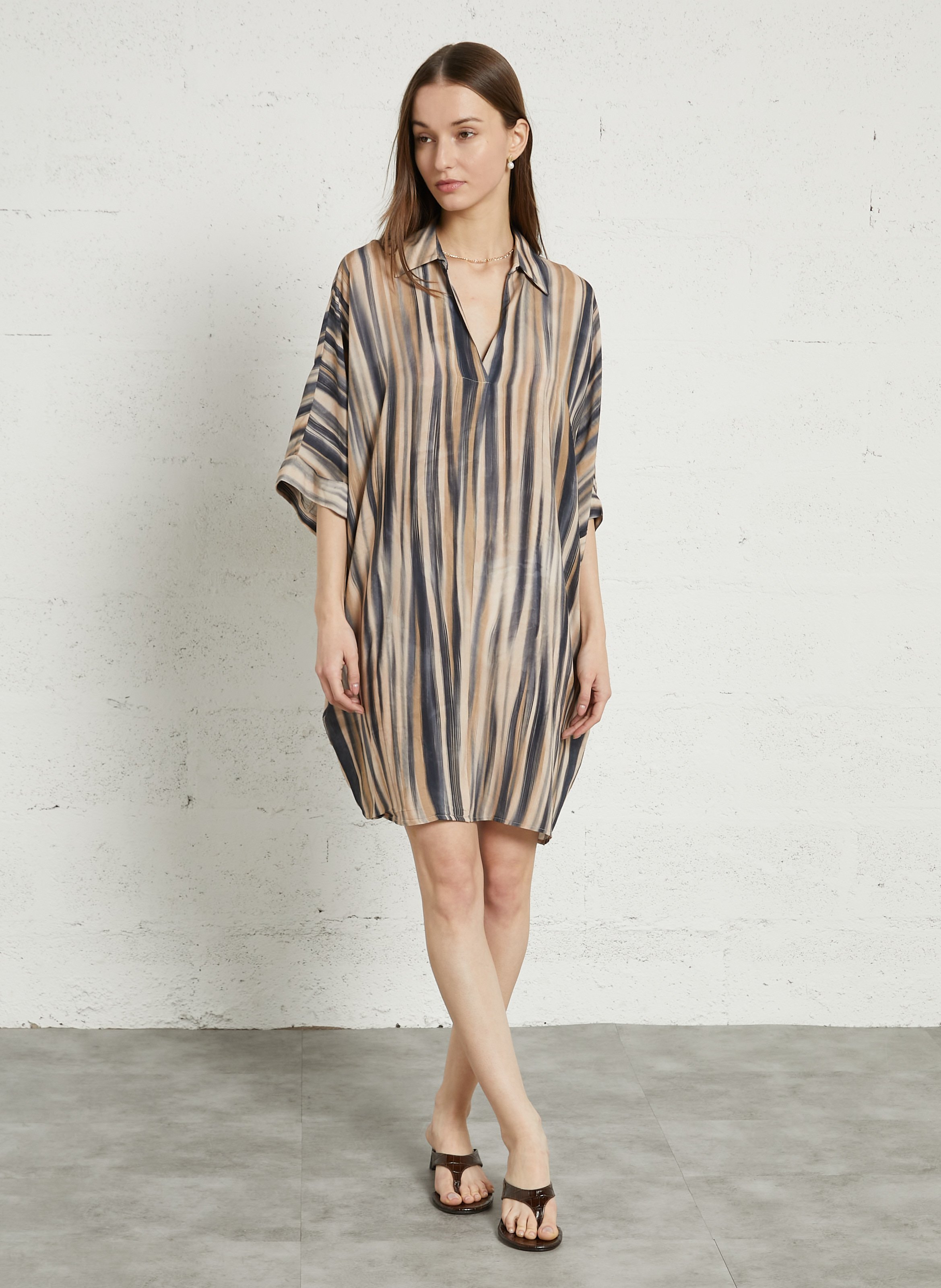 Robe courte col classique imprimée PLEASE Beige