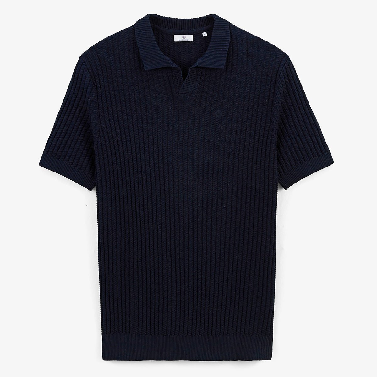 Polo collar sweater in cotton and linen. SERGE BLANCO Blue