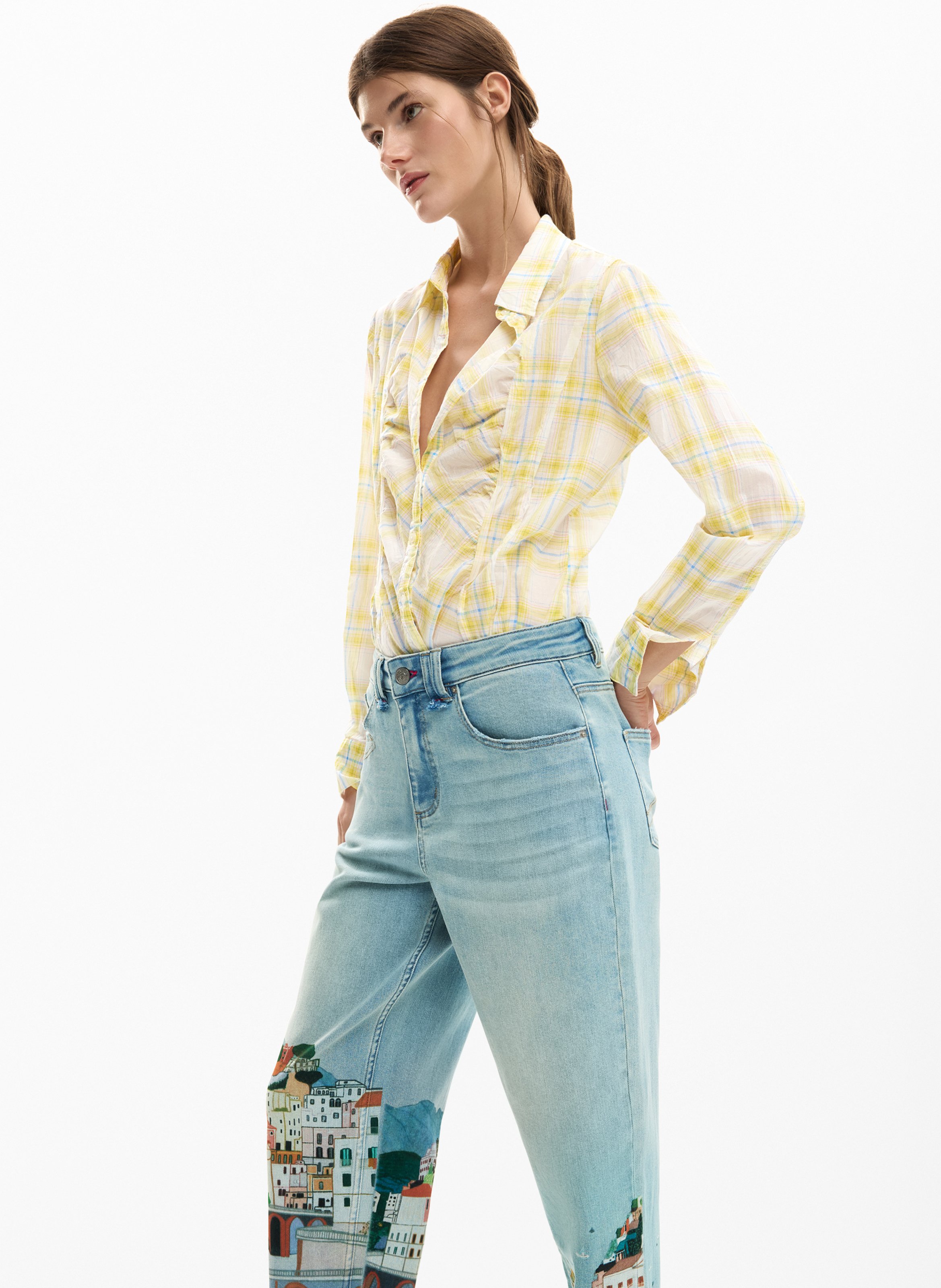 Straight Cut Jeans mit Print DESIGUAL Blau