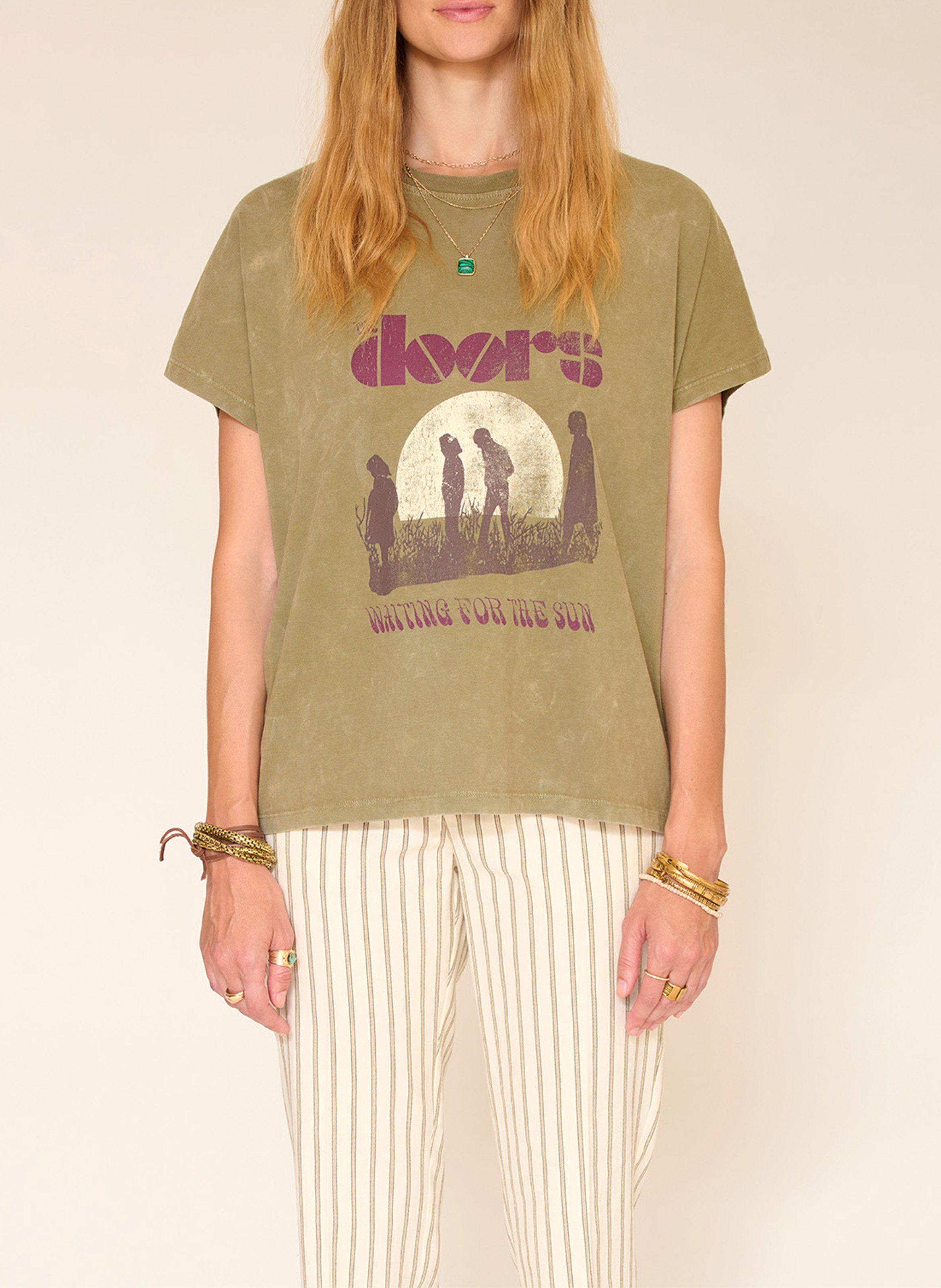 Straight printed cotton T-shirt by MKT x The Doors MKT Khaki