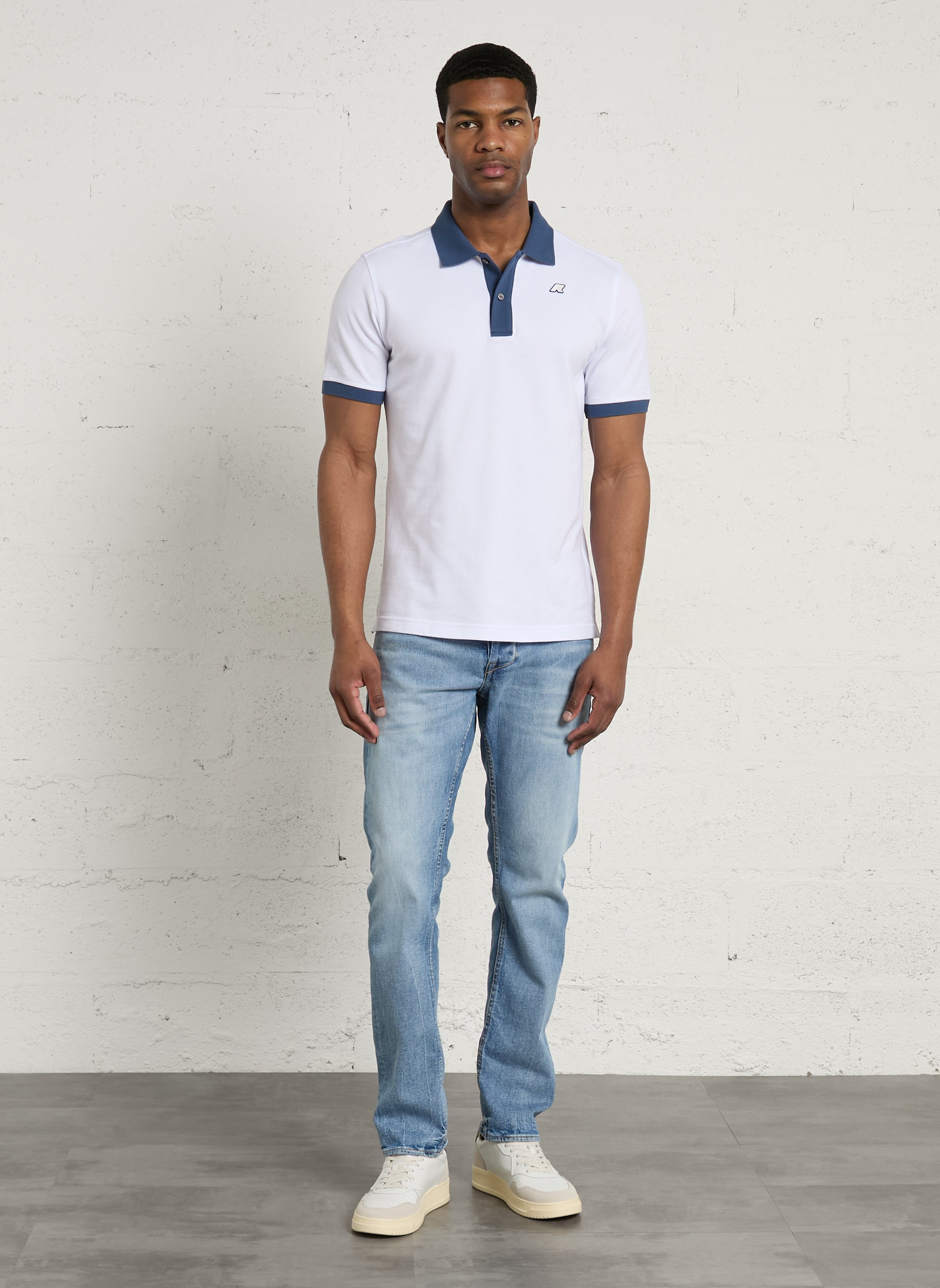 Jeans droit en coton mélangé LE TEMPS DES CERISES Bleu