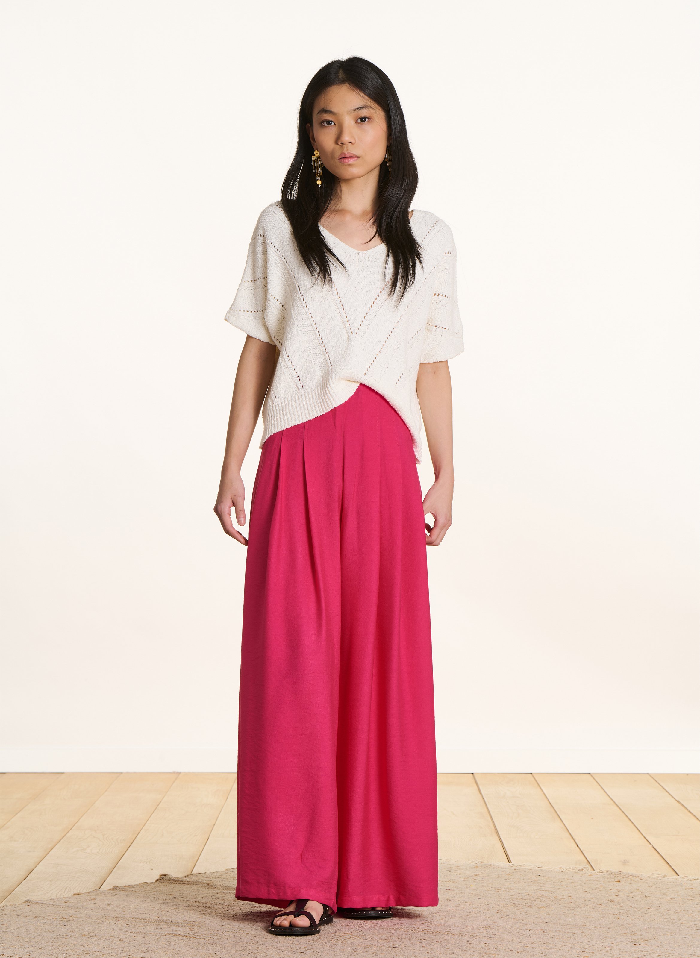 Azawood - Weite Hose mit hohem Bund LA FEE MARABOUTEE Rosa