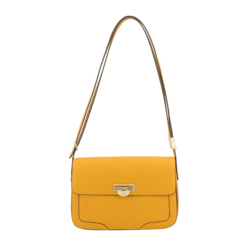 Crossbody bag in cowhide leather POURCHET Orange