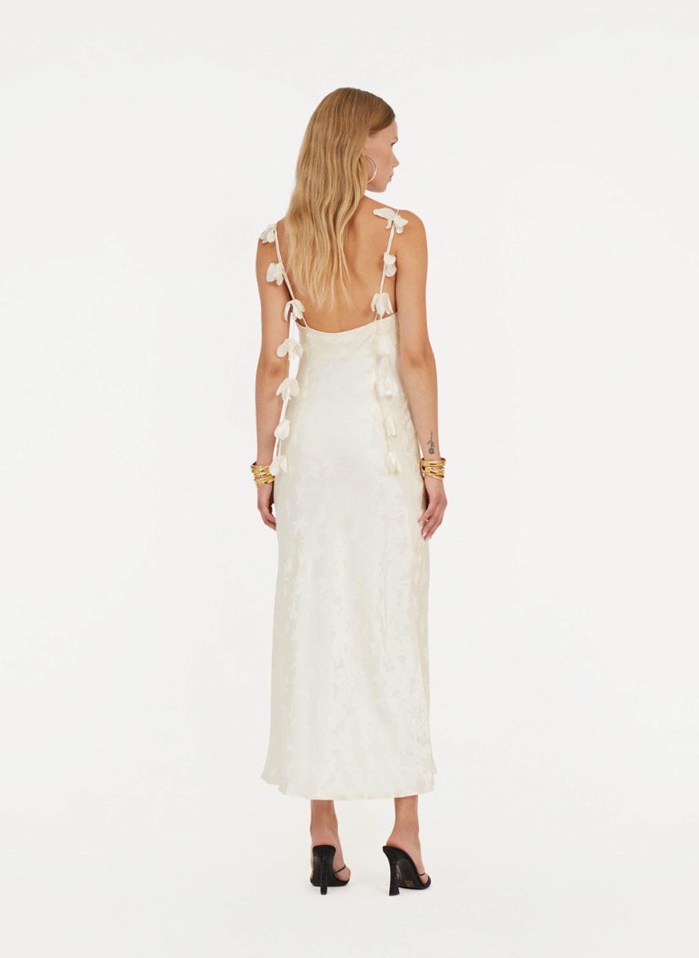 Langes Seidenkleid mit Druck ROTATE Mehrfarbig