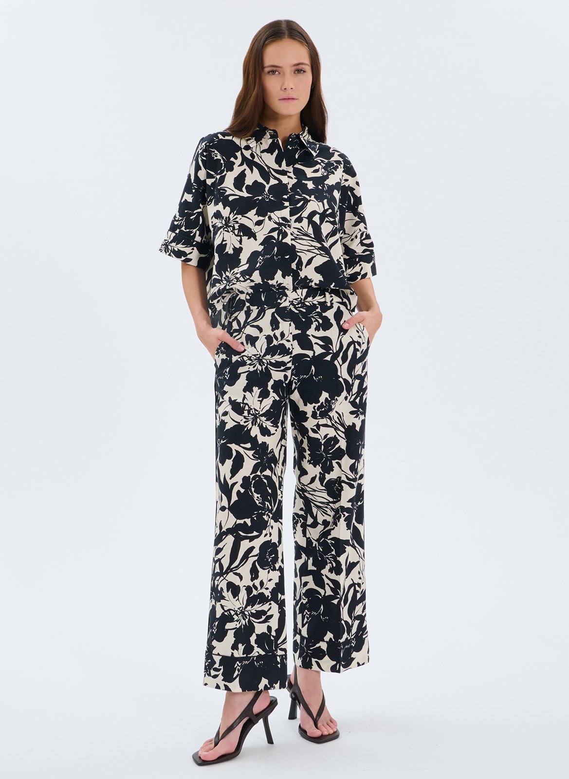 Pantalon large en lin mélangé ZAPA Blanc