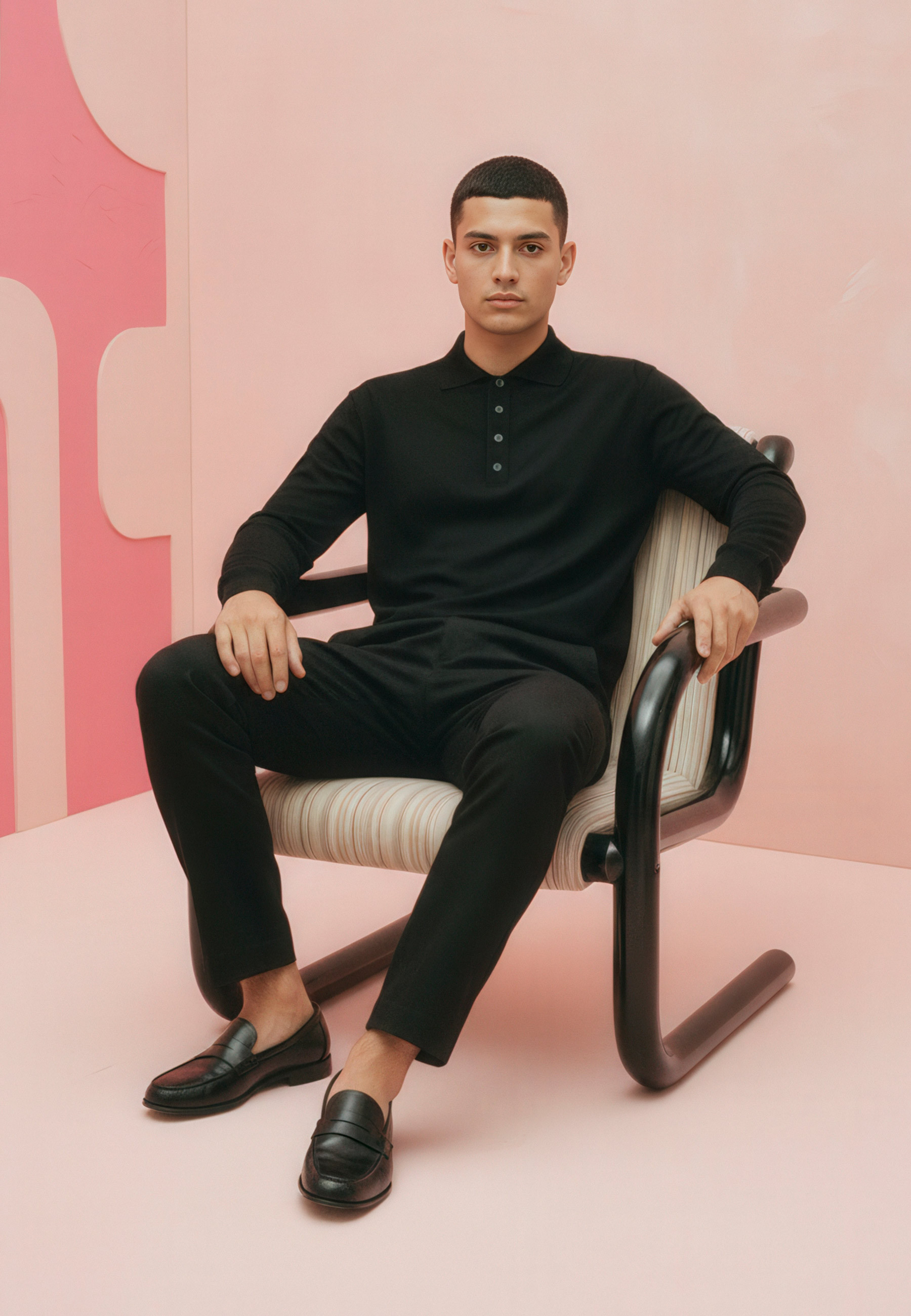 Wool and silk polo neck sweater MAISON MONTAGUT Black