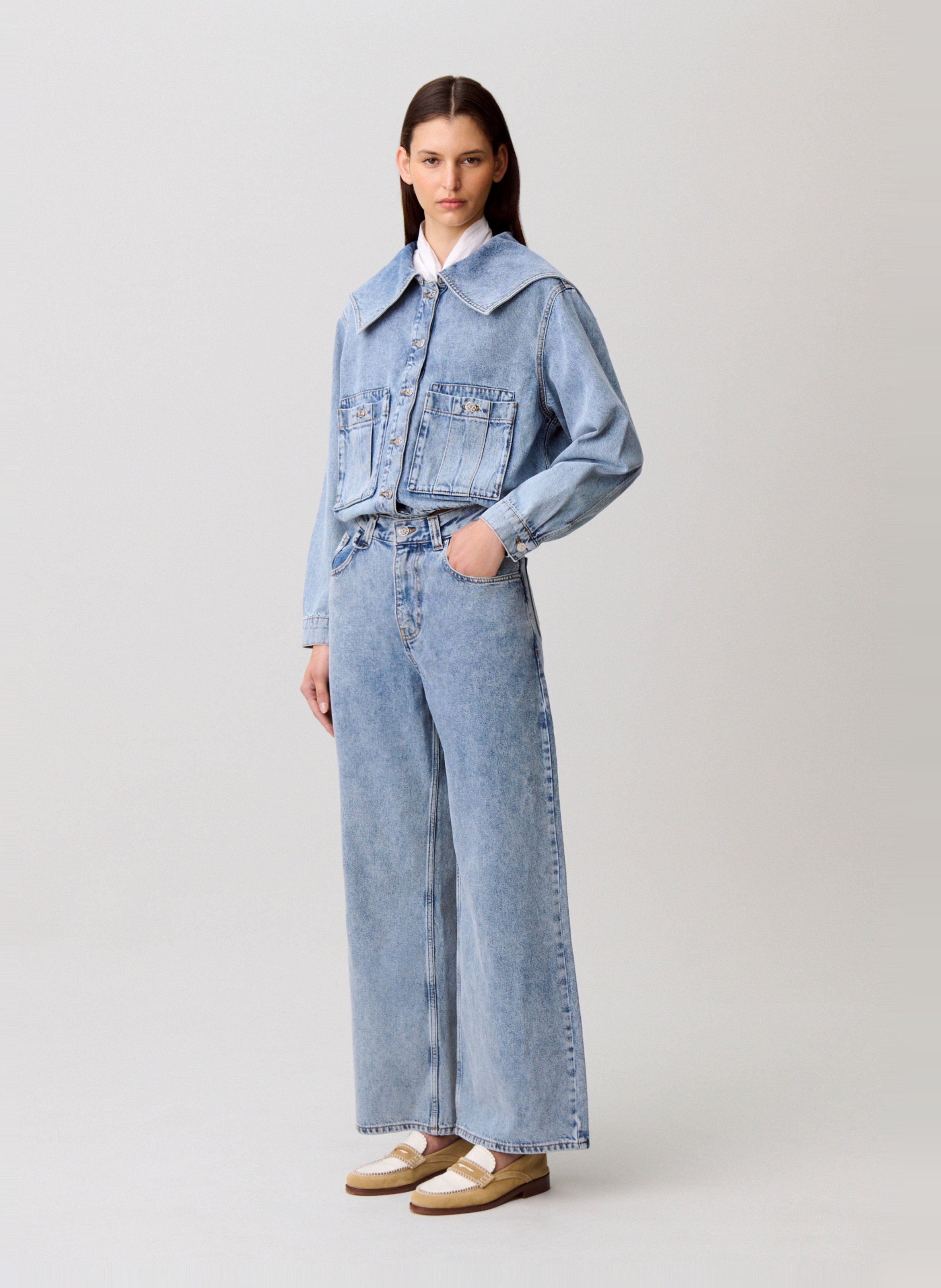 Jean droit en coton CLAUDIE PIERLOT Bleu