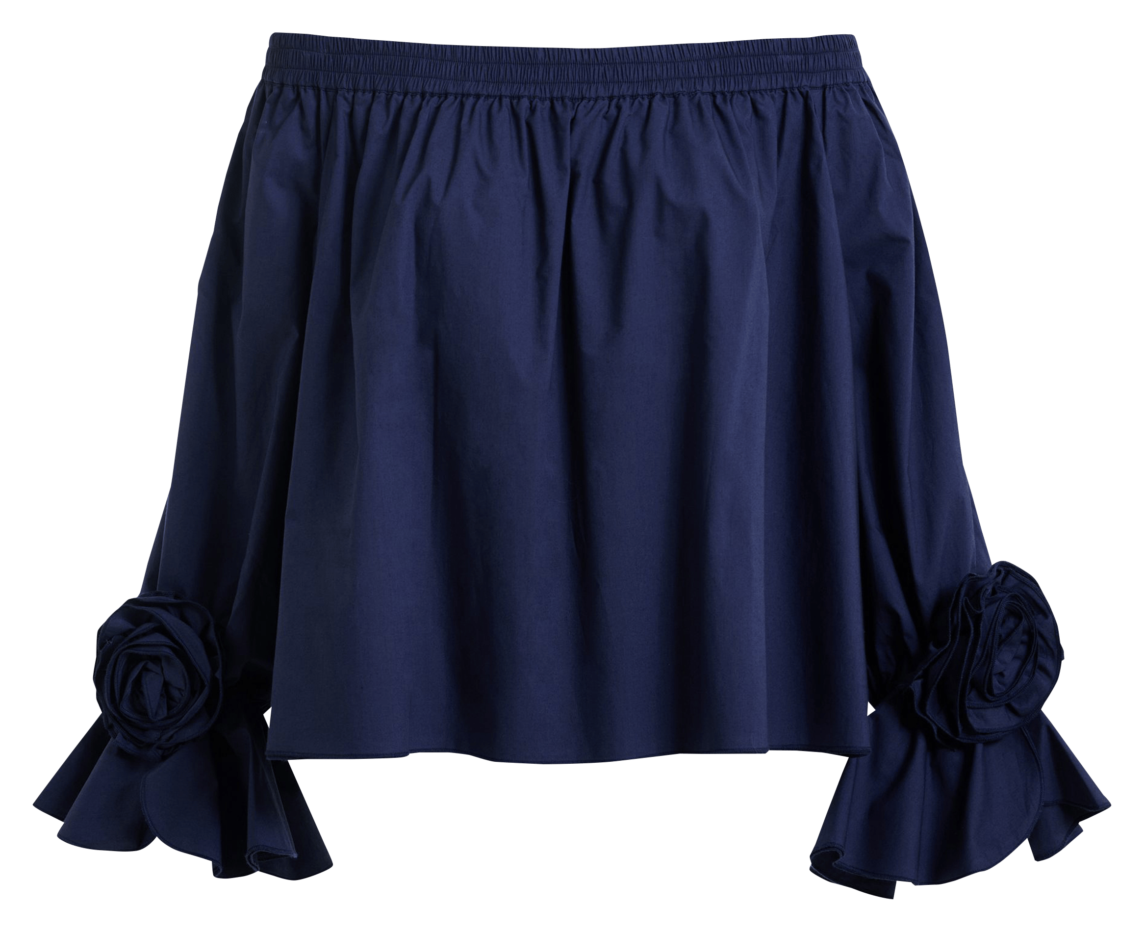 Top bardot ample à fleurs uni Bleu