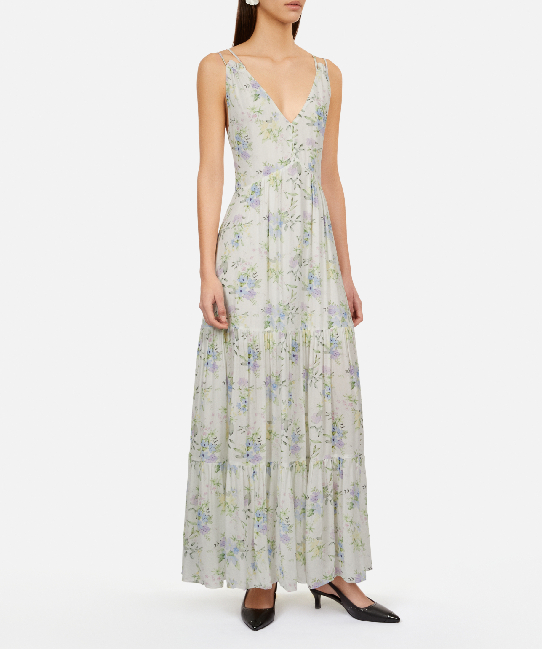 Robe longue imprimée avec laçage THE KOOPLES Blanc