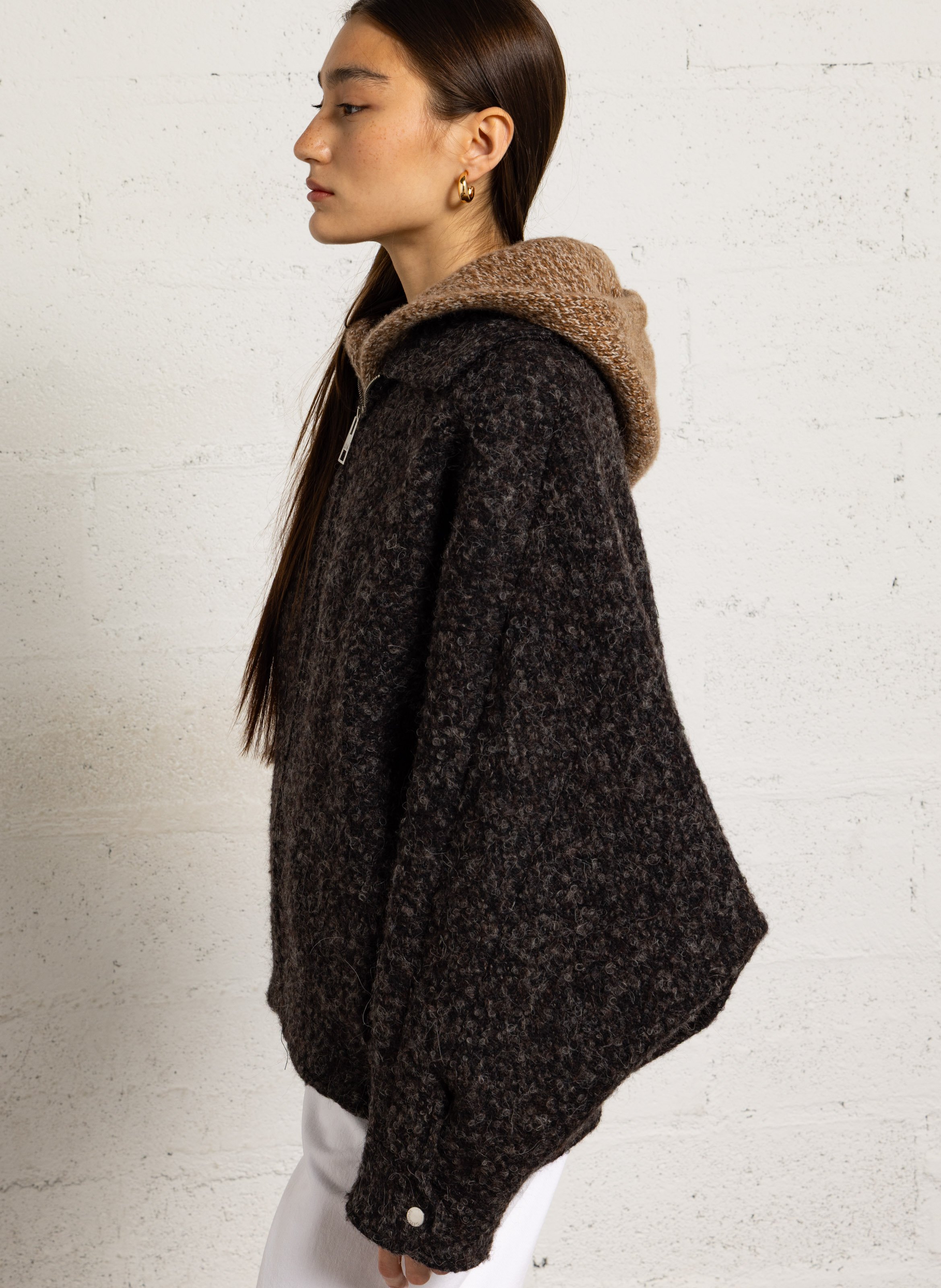Mantel aus Bouclé-Strick mit Reverskragen MARGAUX LONNBERG Braun