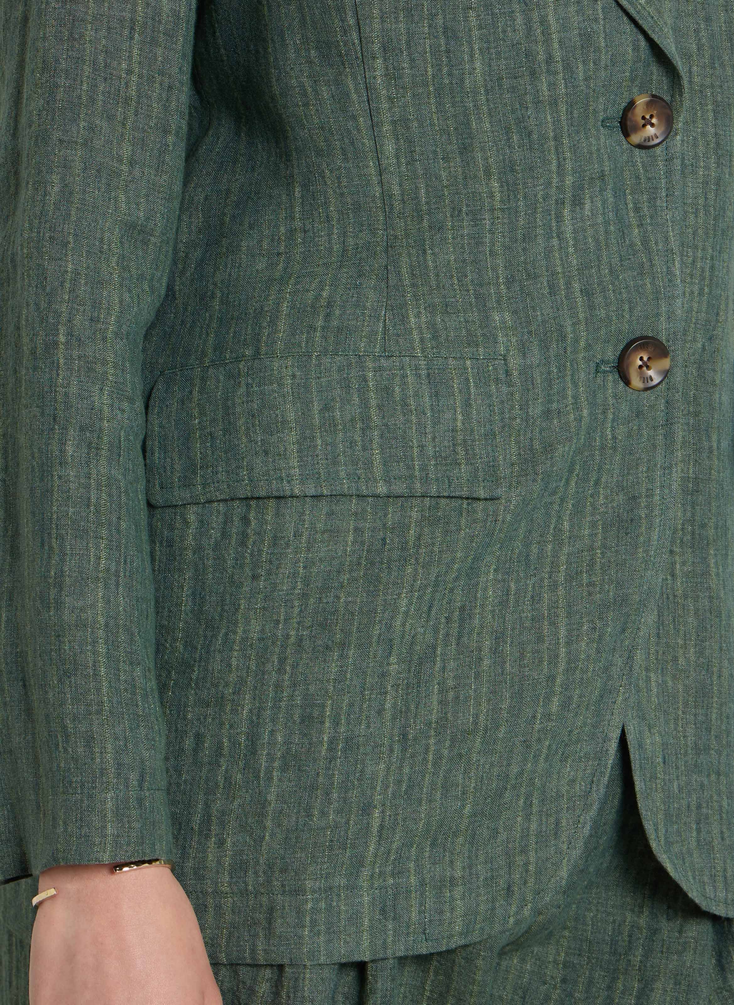 Straight striped linen blazer DIEGA Blue