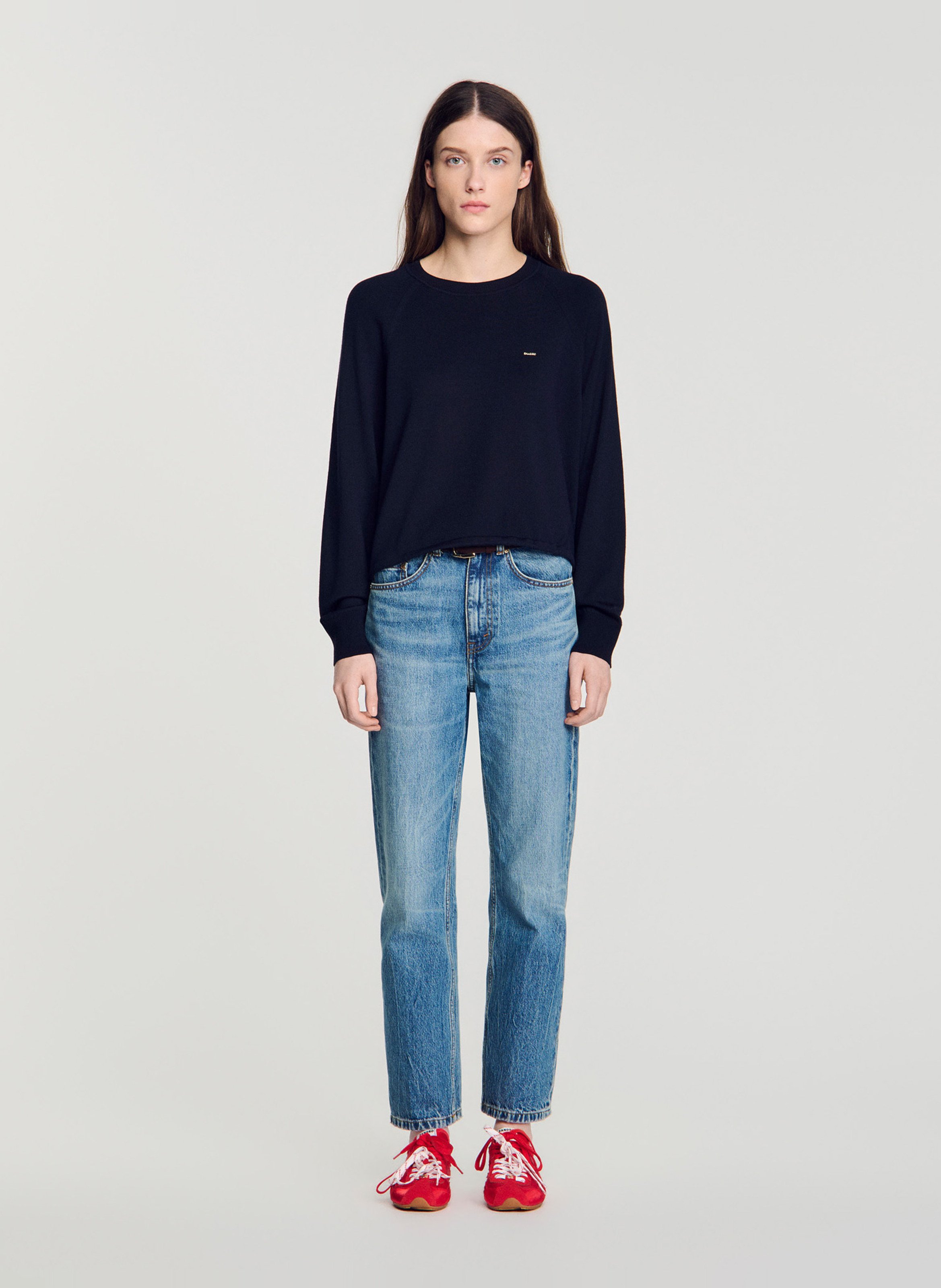 Großer Pullover aus einer Wollmischung SANDRO Blau
